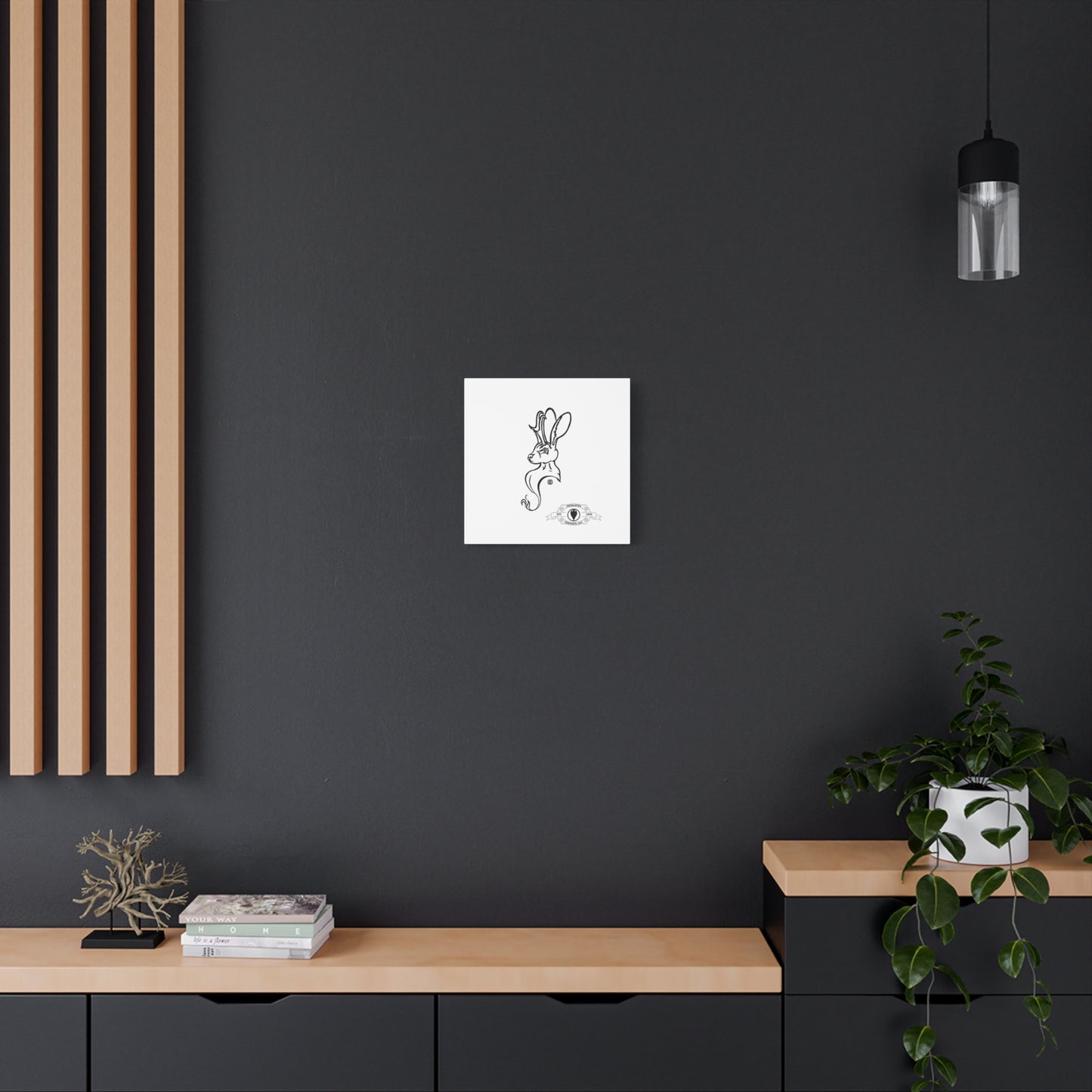 Jackalope Bust Drawing Art Stretched Canvas Wall Decor