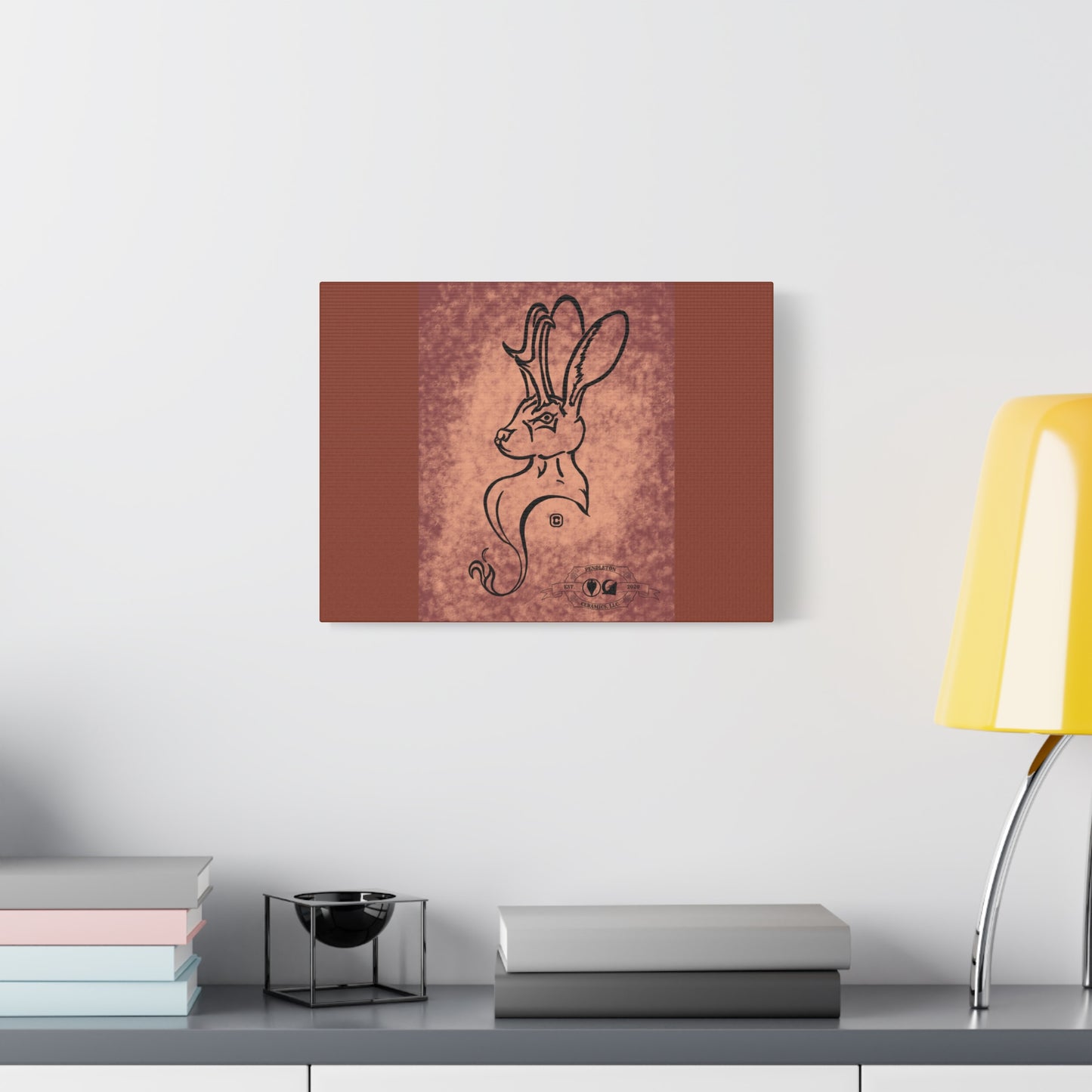 Dust Storm Jackalope Bust Drawing Canvas Wall Decor