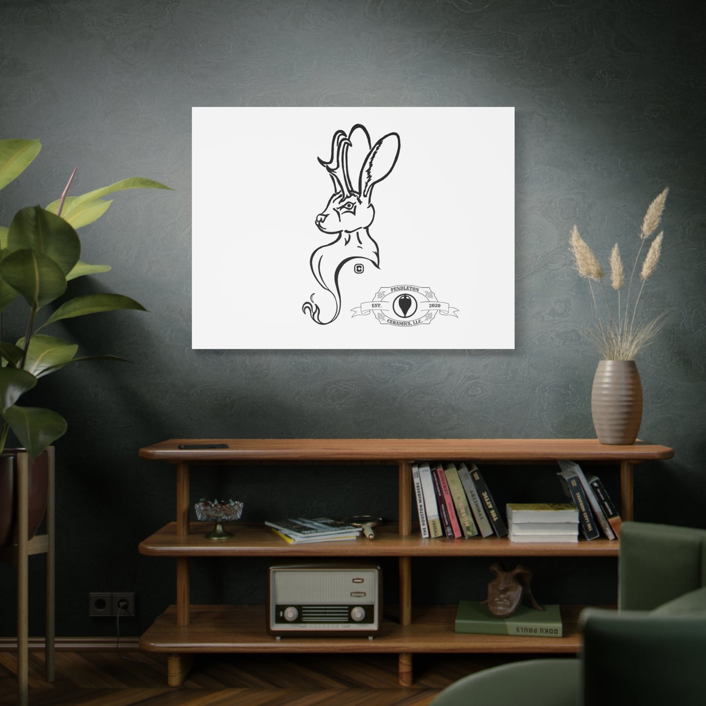 Jackalope Bust Drawing Art Stretched Canvas Wall Decor