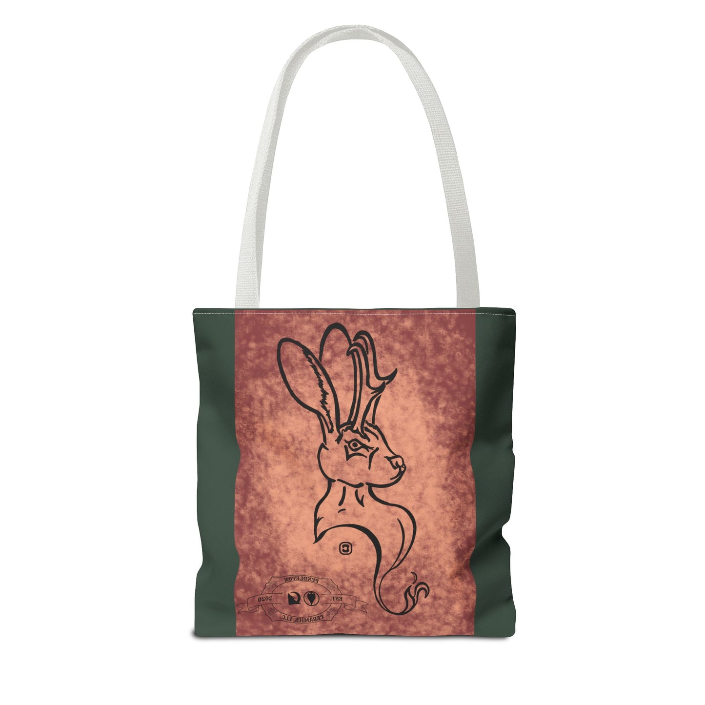 Dust Storm Jackalope Bust Drawing Tote Green Bag