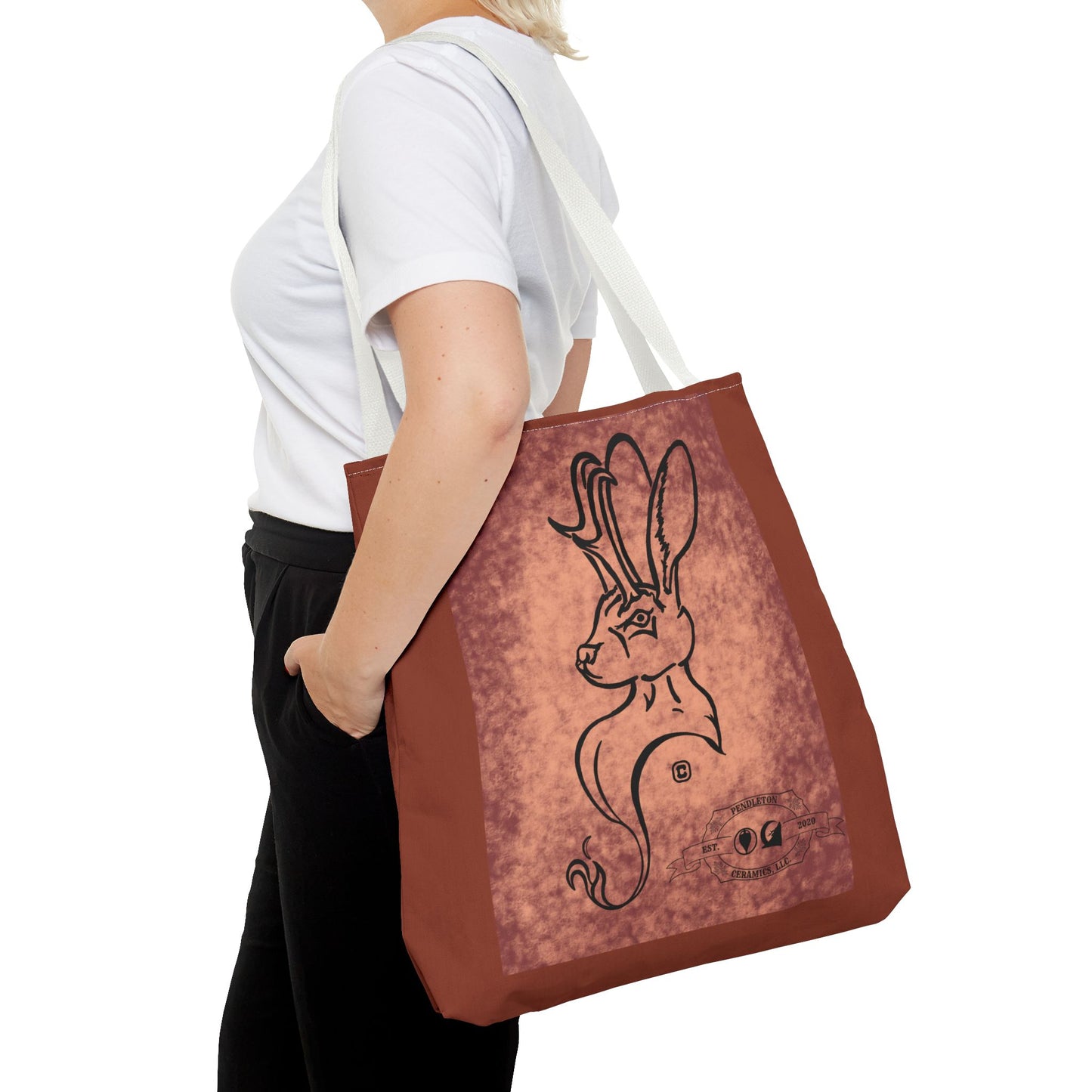 Dust Storm Jackalope Bust Drawing Tote Brown Bag