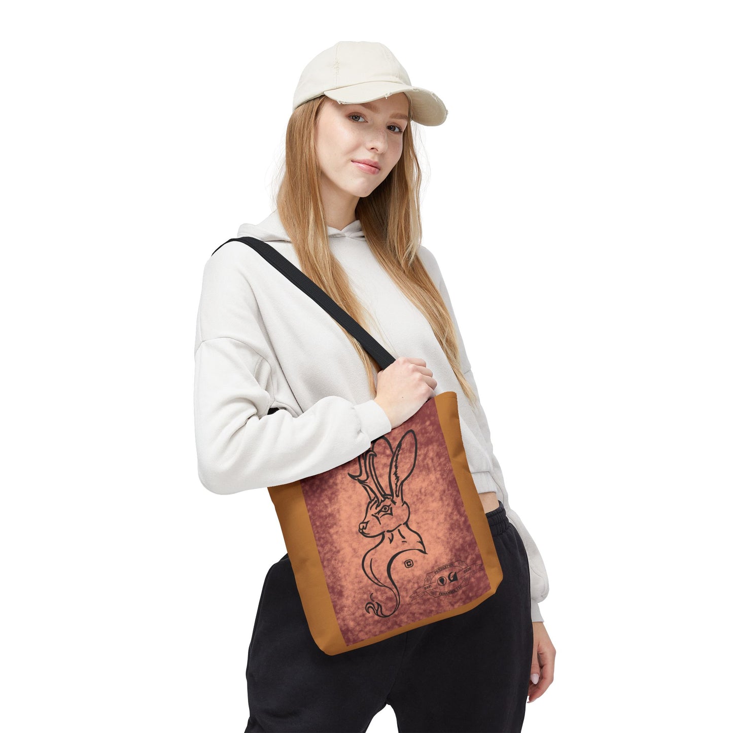 Dust Storm Jackalope Bust Drawing Tote Brown Bag