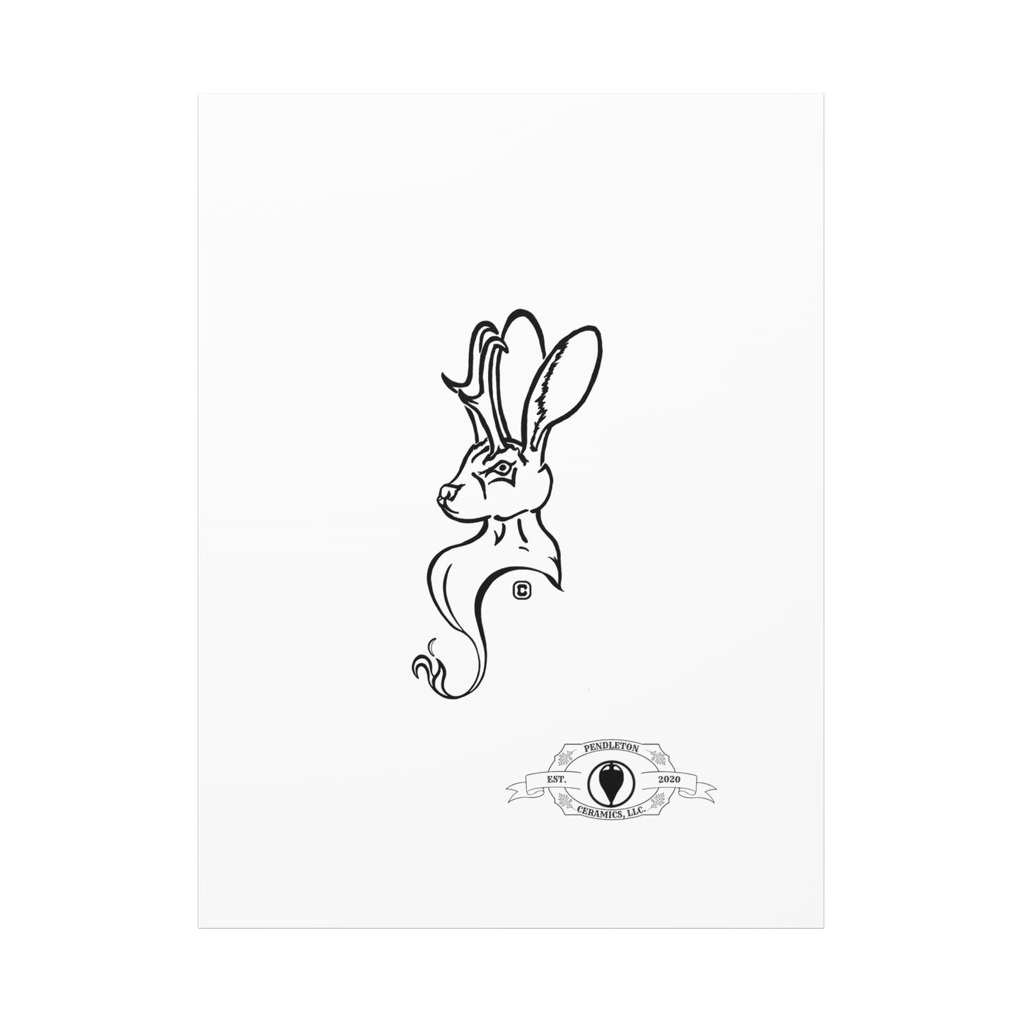 Jackalope Bust Drawing Art Stretched Canvas Wall Decor