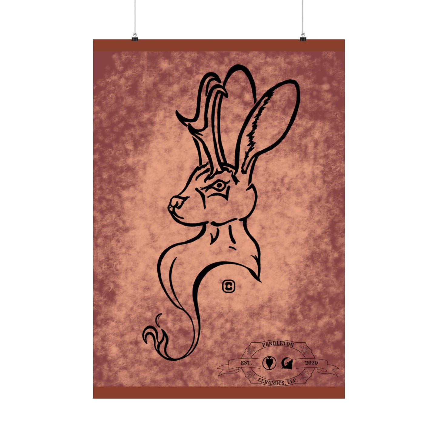Dust Storm Jackalope Bust Drawing Wall Art