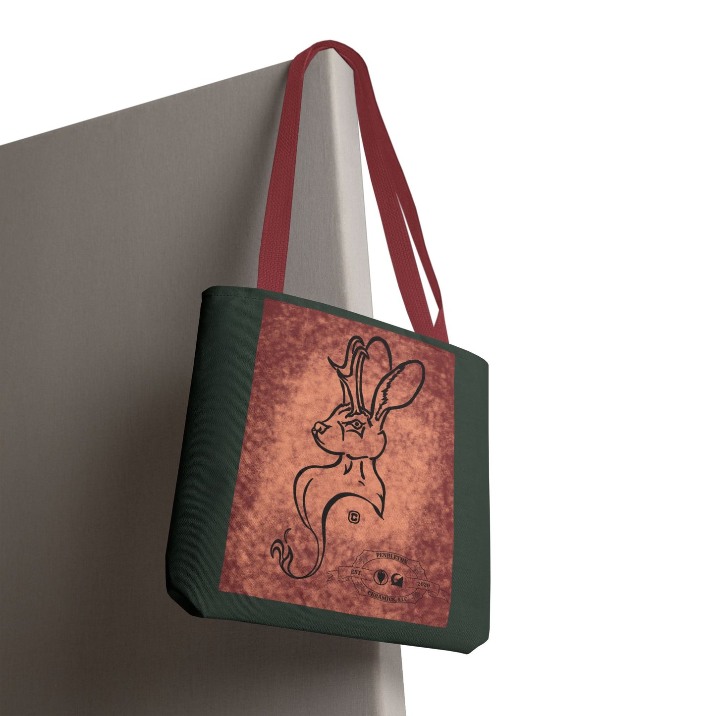 Dust Storm Jackalope Bust Drawing Tote Green Bag