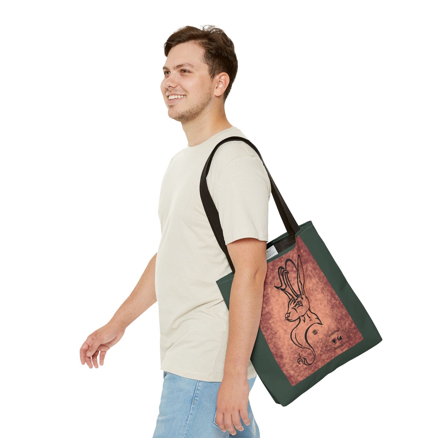 Dust Storm Jackalope Bust Drawing Tote Green Bag