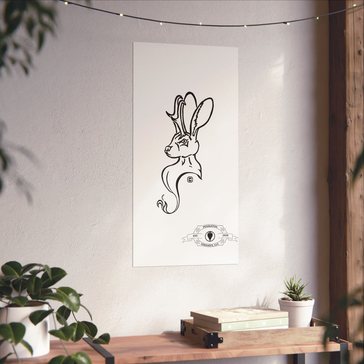 Jackalope Bust Drawing Matte Vertical Posters