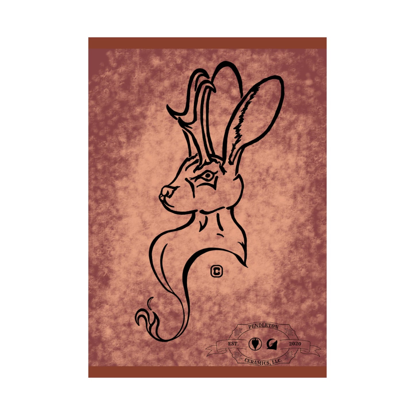 Dust Storm Jackalope Bust Drawing Wall Art