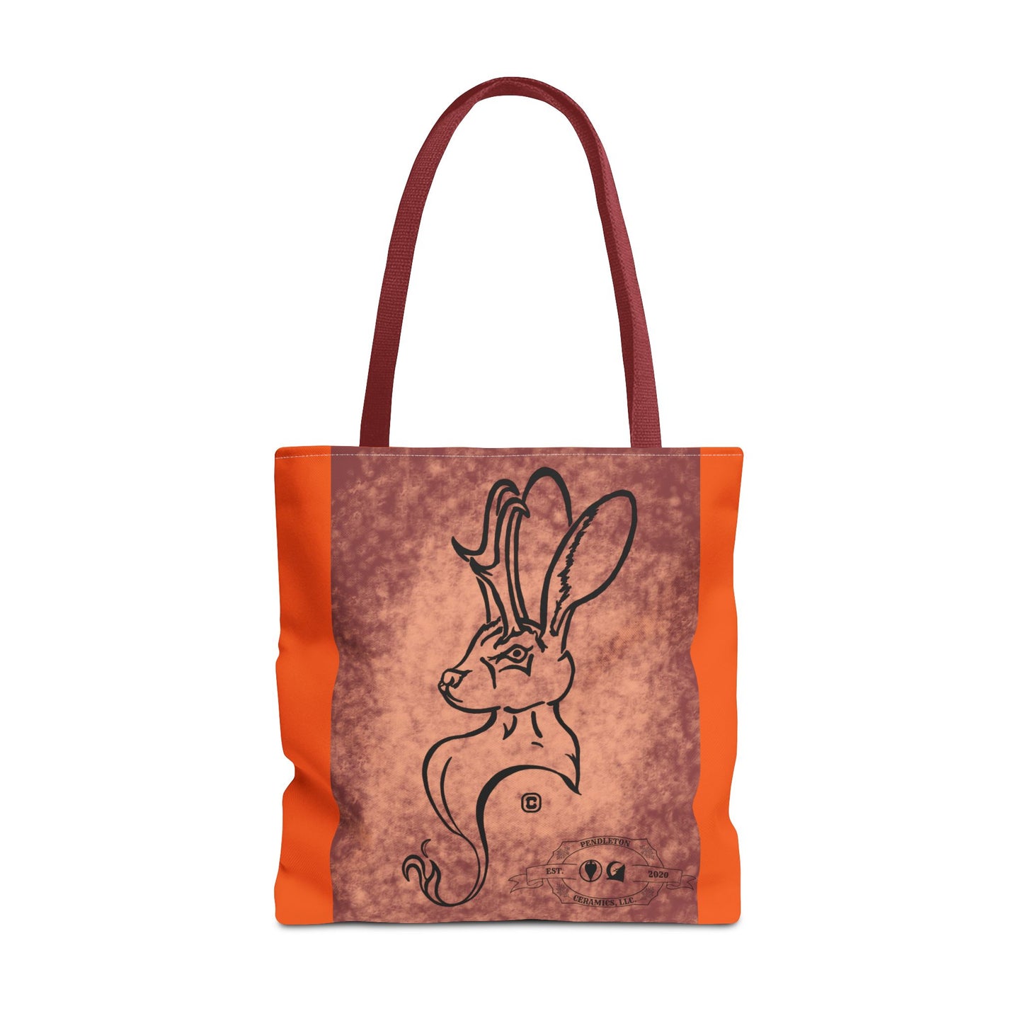 Dust Storm Jackalope Bust Drawing Tote Orange Bag