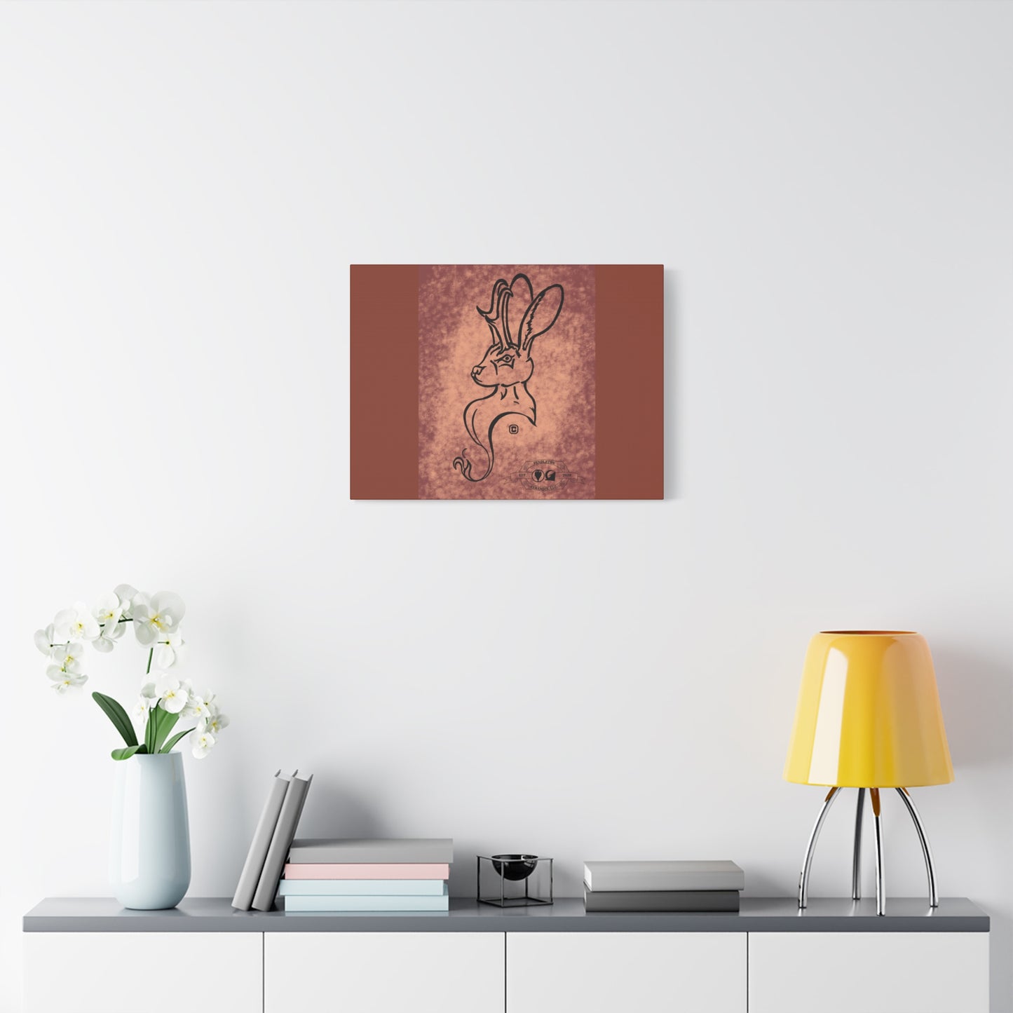 Dust Storm Jackalope Bust Drawing Canvas Wall Decor