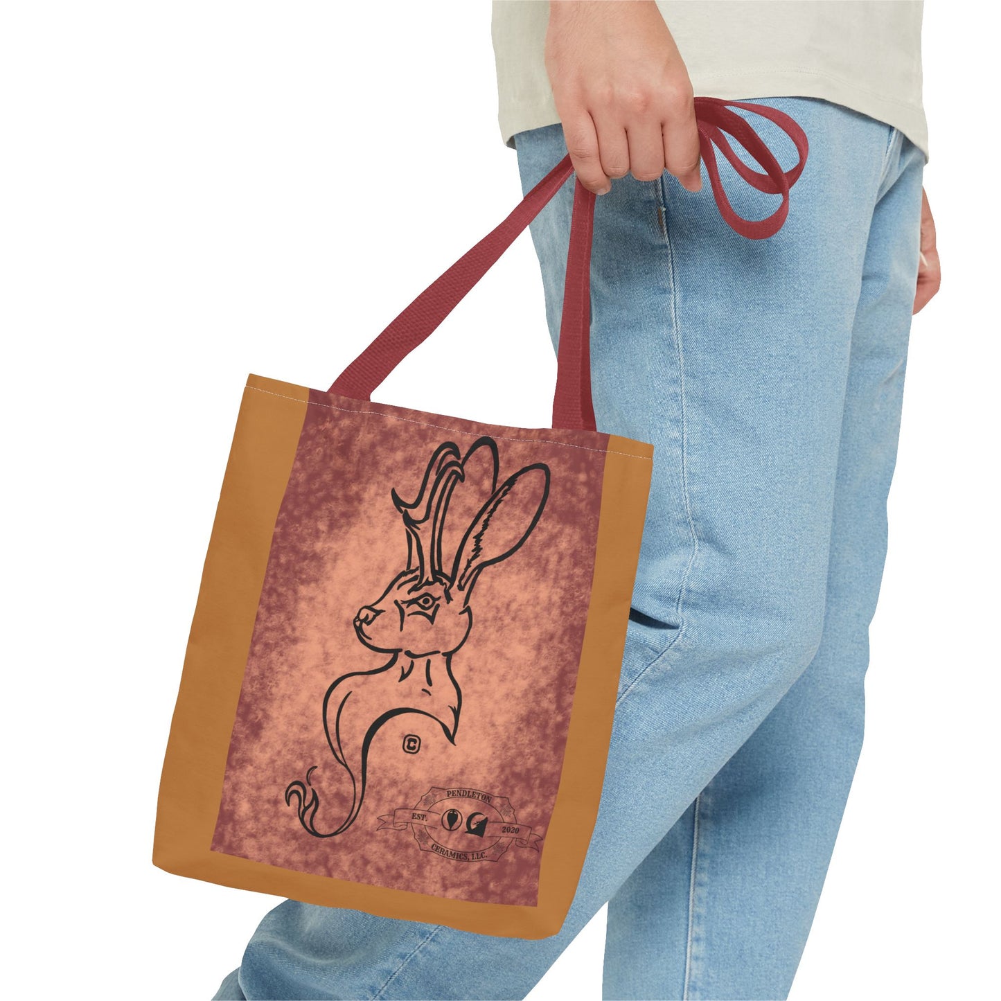 Dust Storm Jackalope Bust Drawing Tote Brown Bag