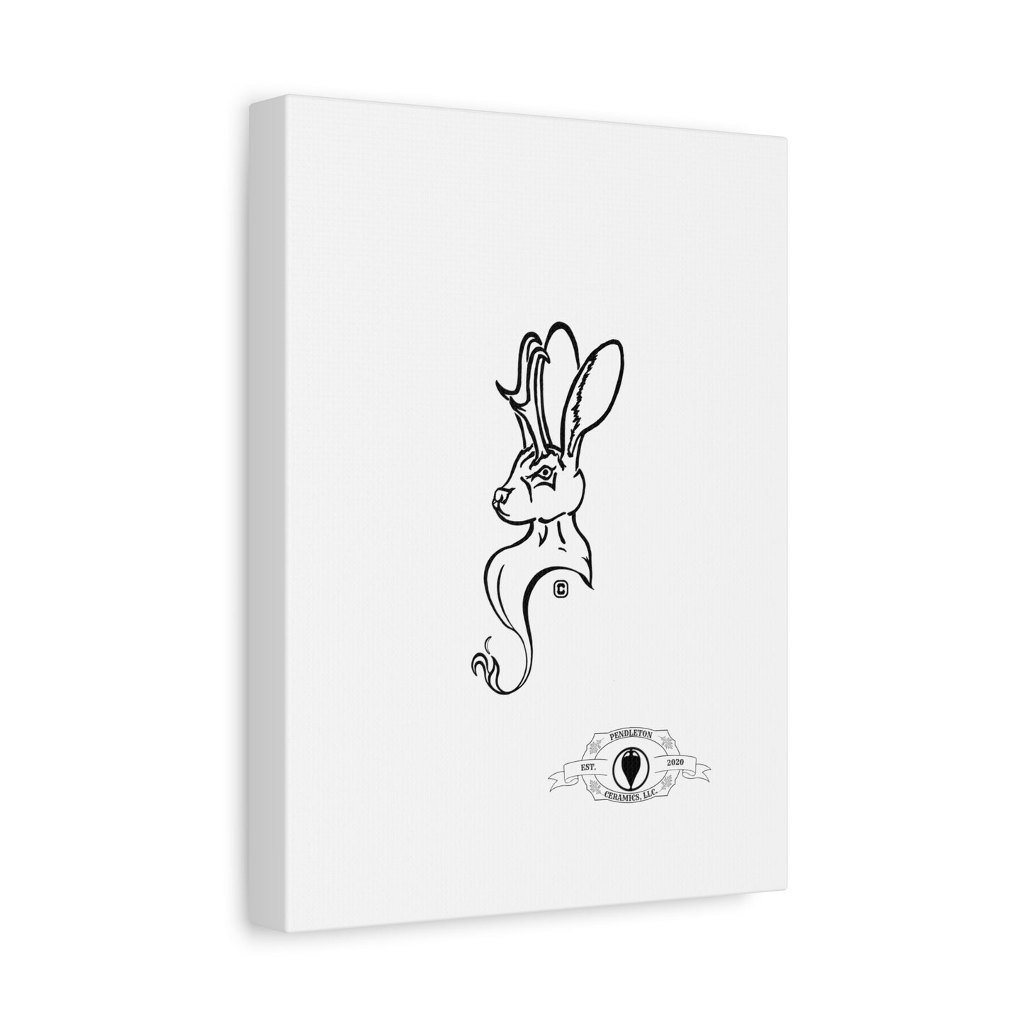 Jackalope Bust Drawing Art Stretched Canvas Wall Decor
