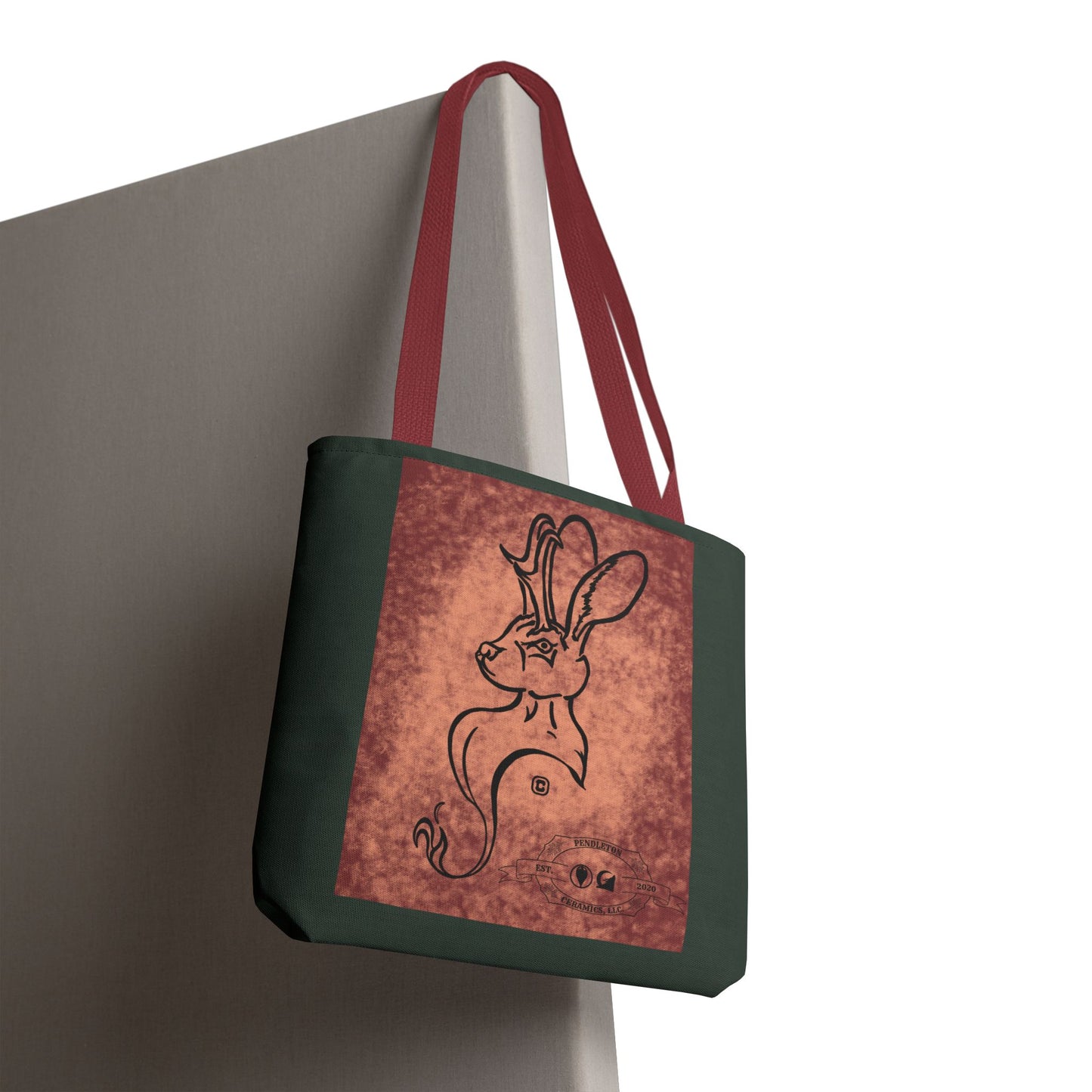 Dust Storm Jackalope Bust Drawing Tote Green Bag