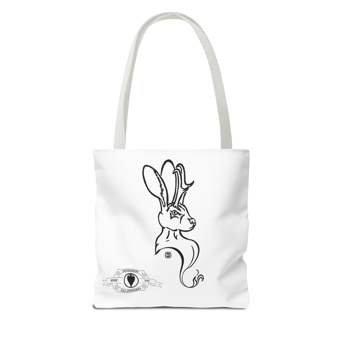 Jackalope Bust Drawing Tote White Bag