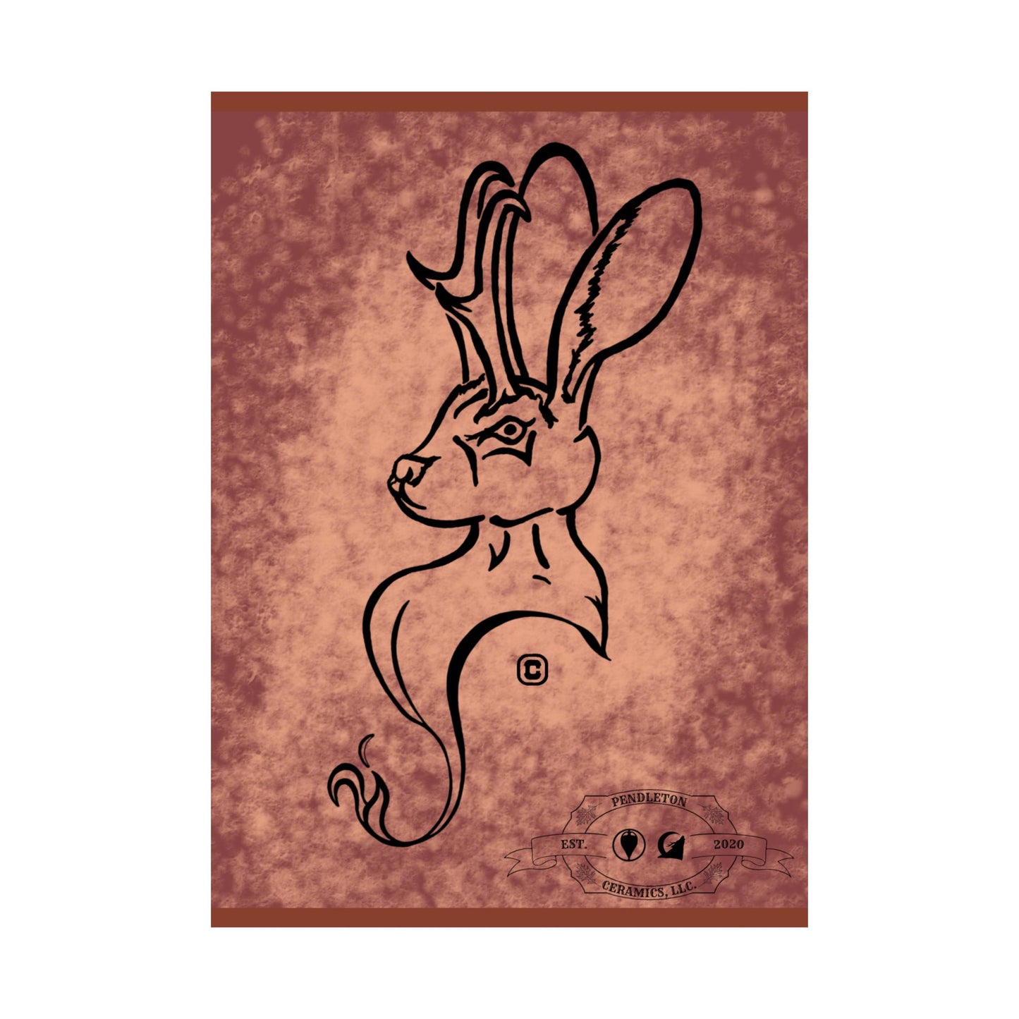 Dust Storm Jackalope Bust Drawing Wall Art