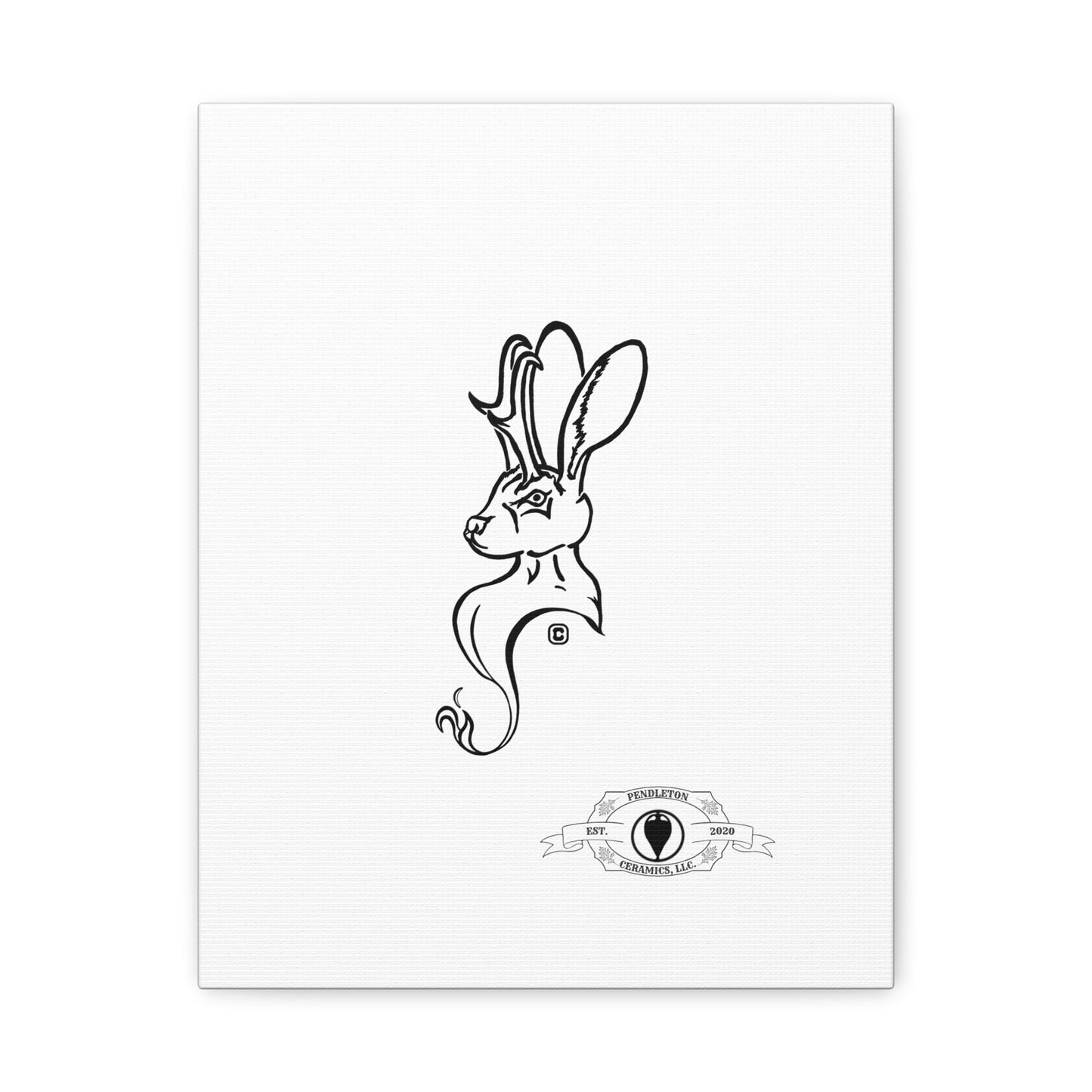 Jackalope Bust Drawing Art Stretched Canvas Wall Decor