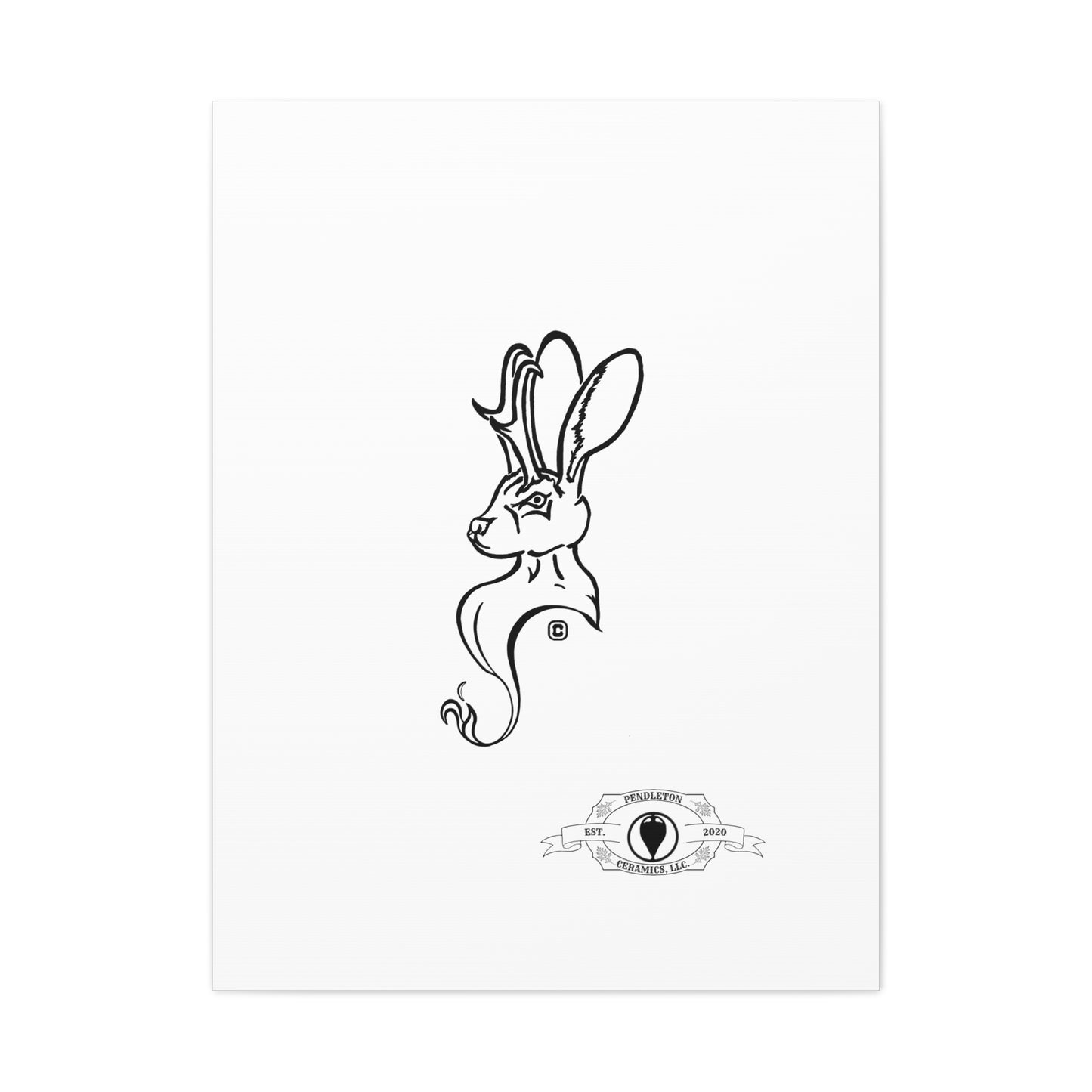 Jackalope Bust Drawing Art Stretched Canvas Wall Decor