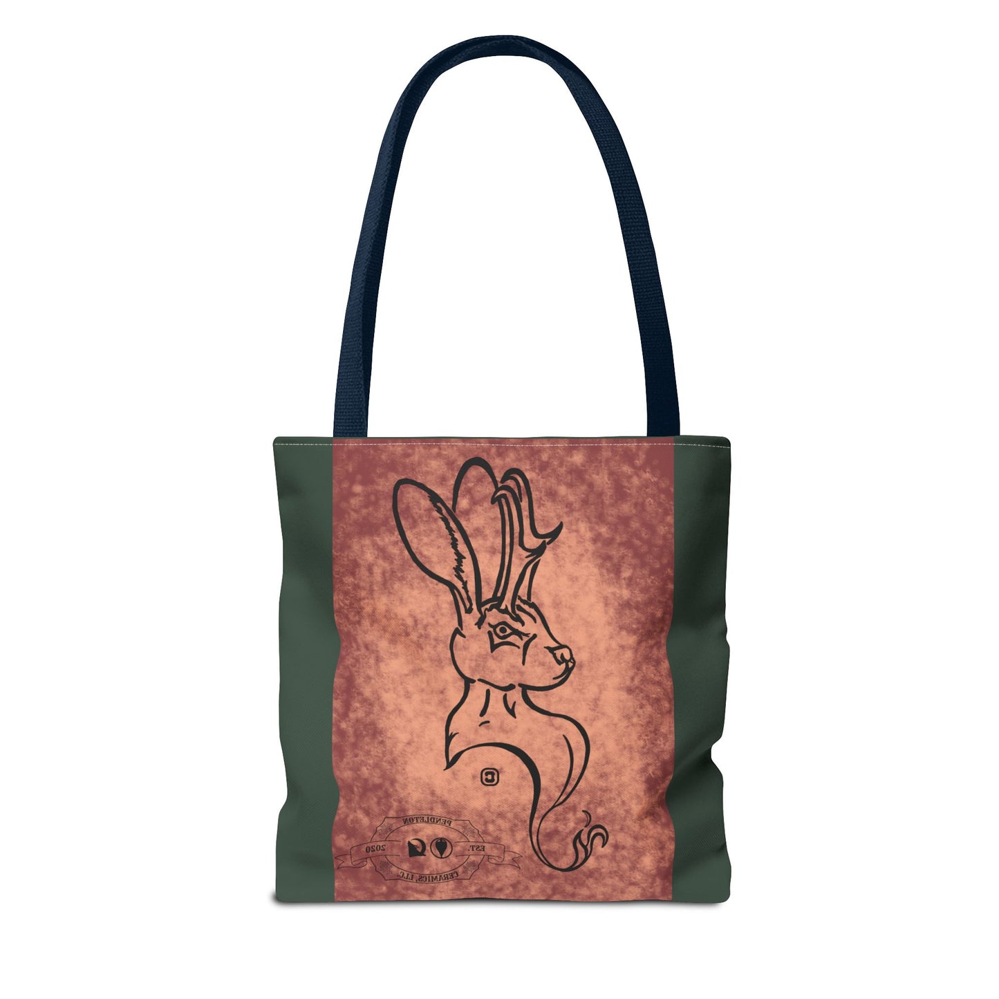 Dust Storm Jackalope Bust Drawing Tote Green Bag