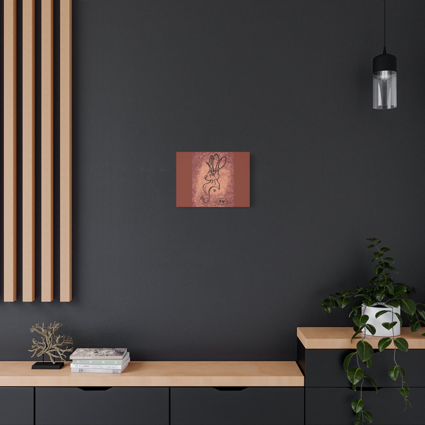Dust Storm Jackalope Bust Drawing Canvas Wall Decor