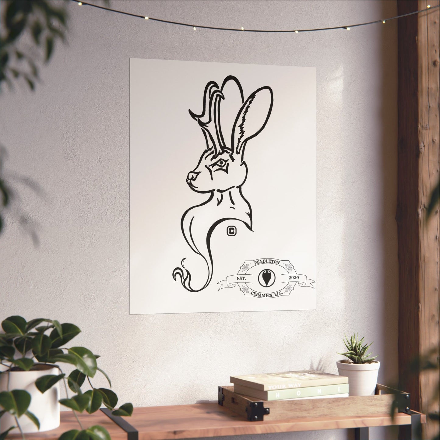 Jackalope Bust Drawing Matte Vertical Posters