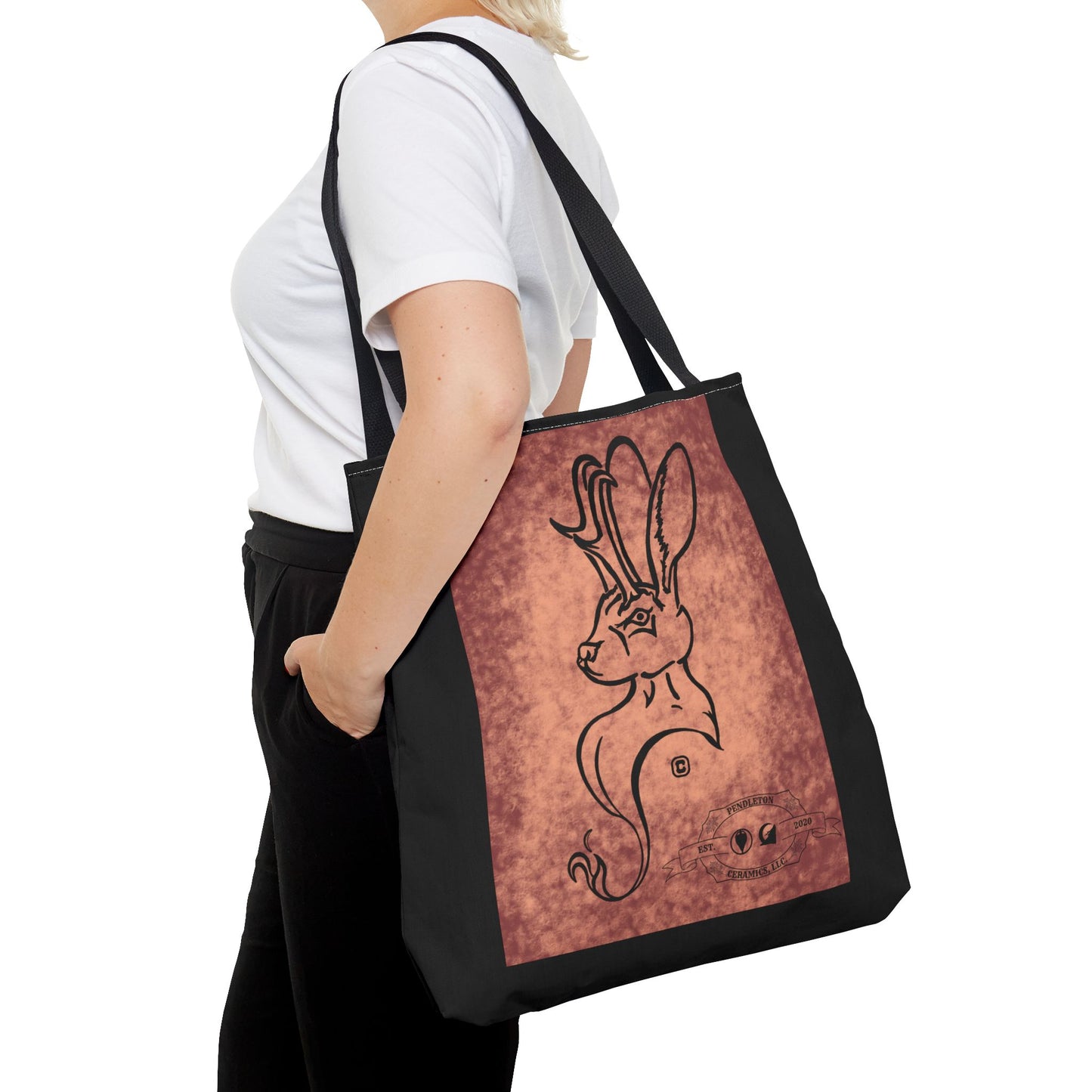 Dust Storm Jackalope Bust Drawing Tote Black Bag