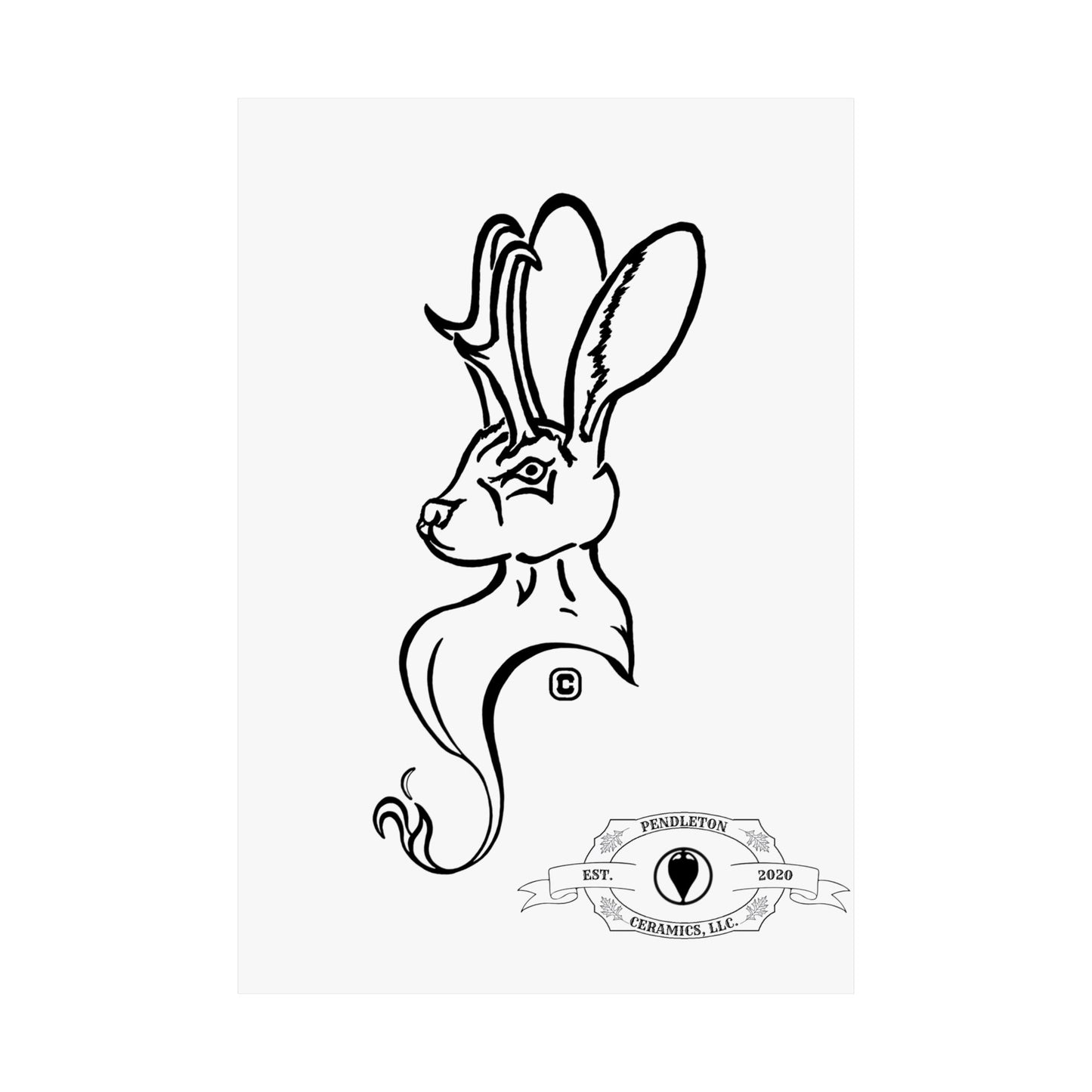 Jackalope Bust Drawing Matte Vertical Posters