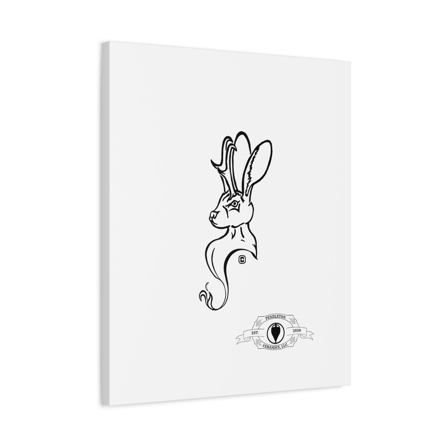 Jackalope Bust Drawing Art Stretched Canvas Wall Decor