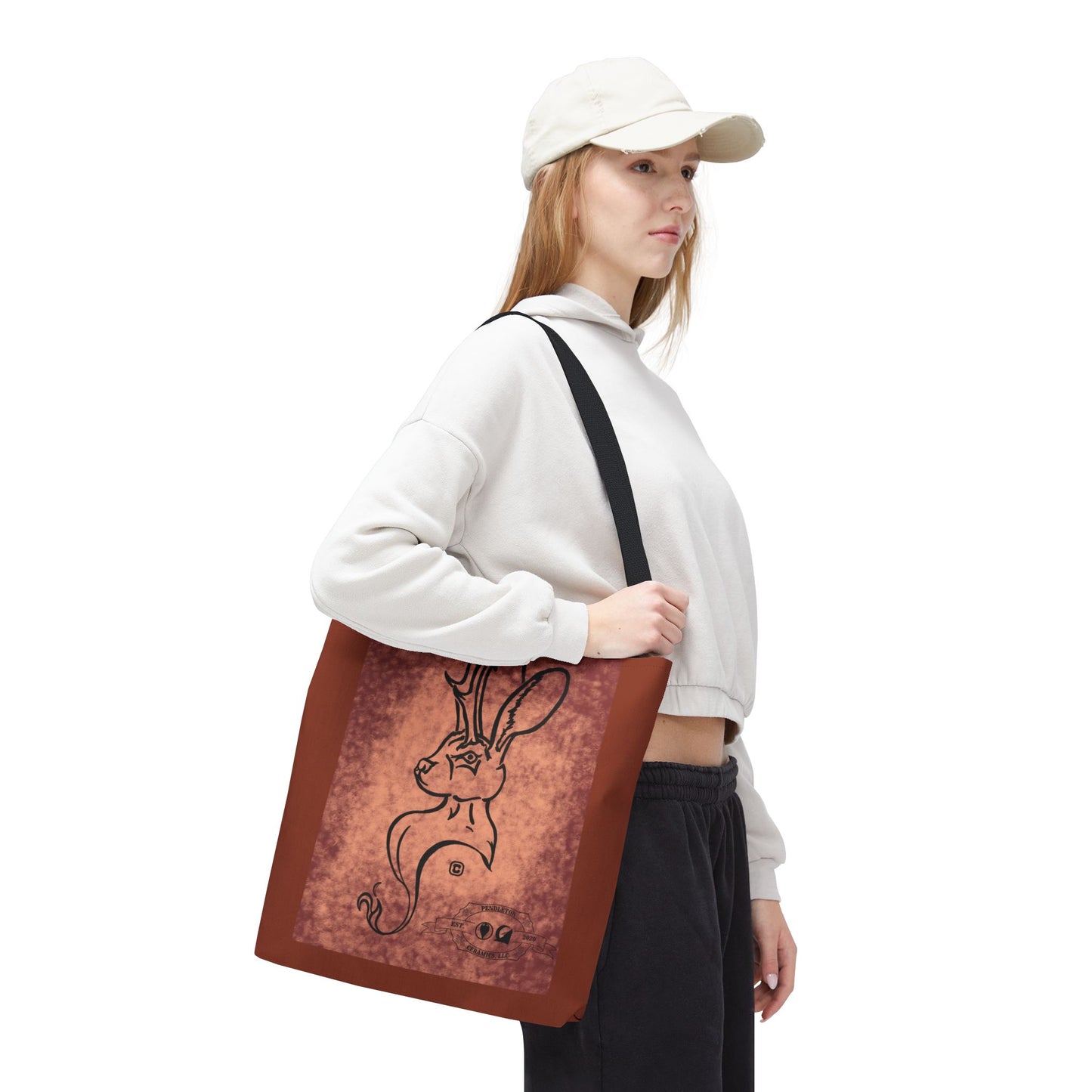 Dust Storm Jackalope Bust Drawing Tote Brown Bag