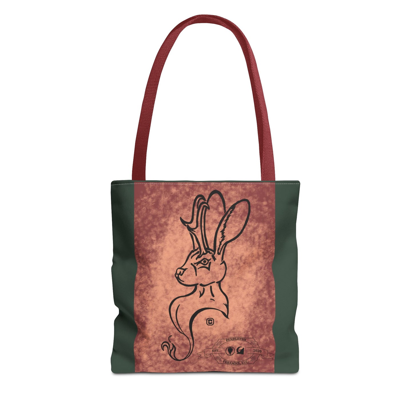 Dust Storm Jackalope Bust Drawing Tote Green Bag