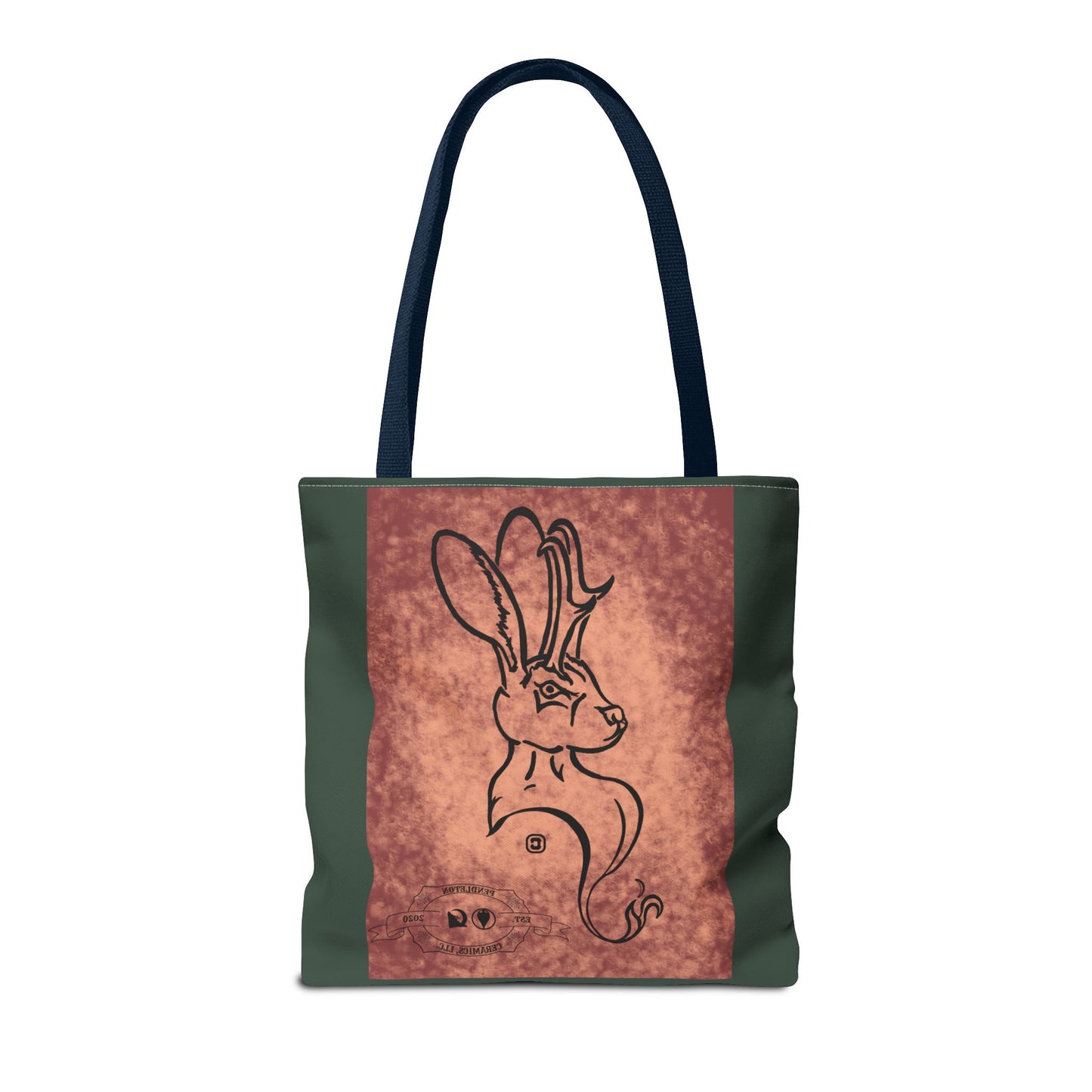 Dust Storm Jackalope Bust Drawing Tote Green Bag