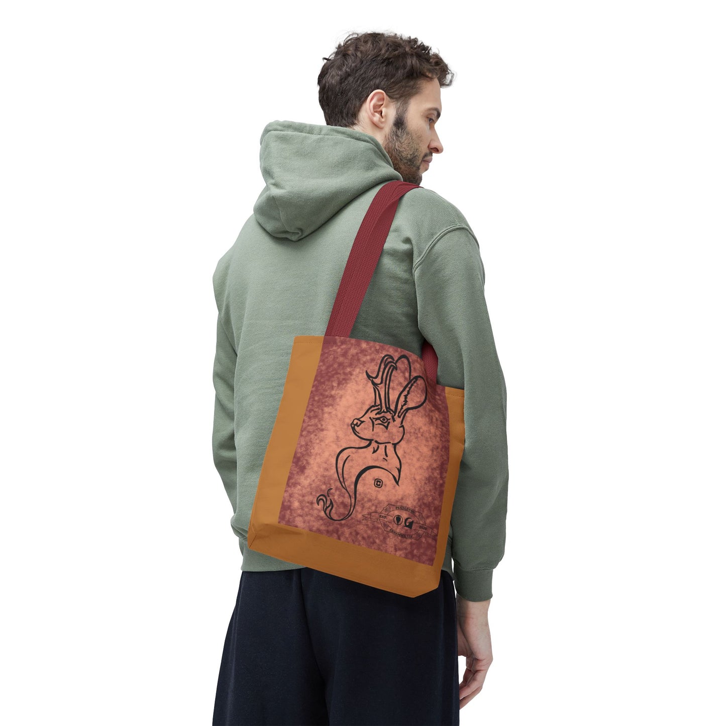 Dust Storm Jackalope Bust Drawing Tote Brown Bag