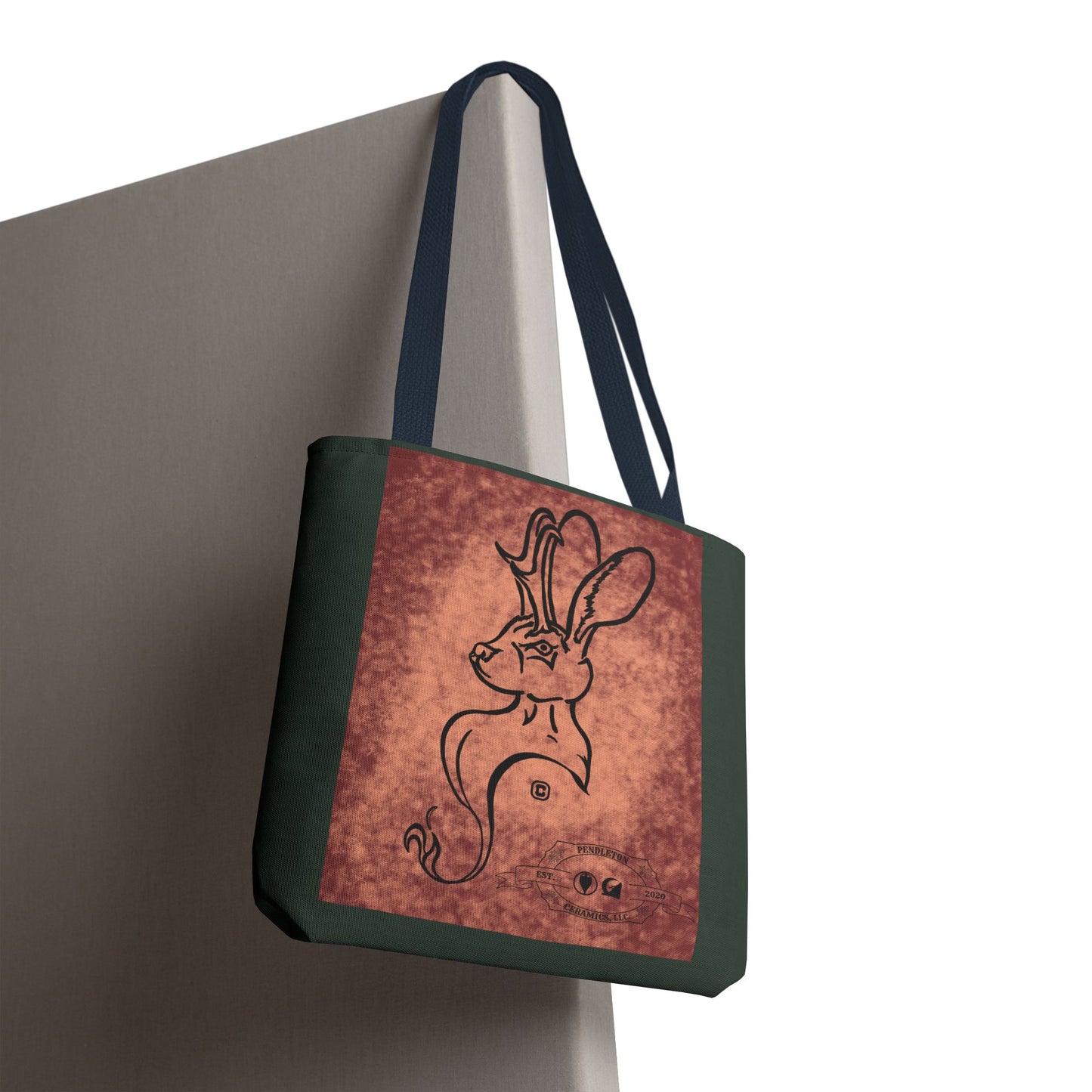 Dust Storm Jackalope Bust Drawing Tote Green Bag