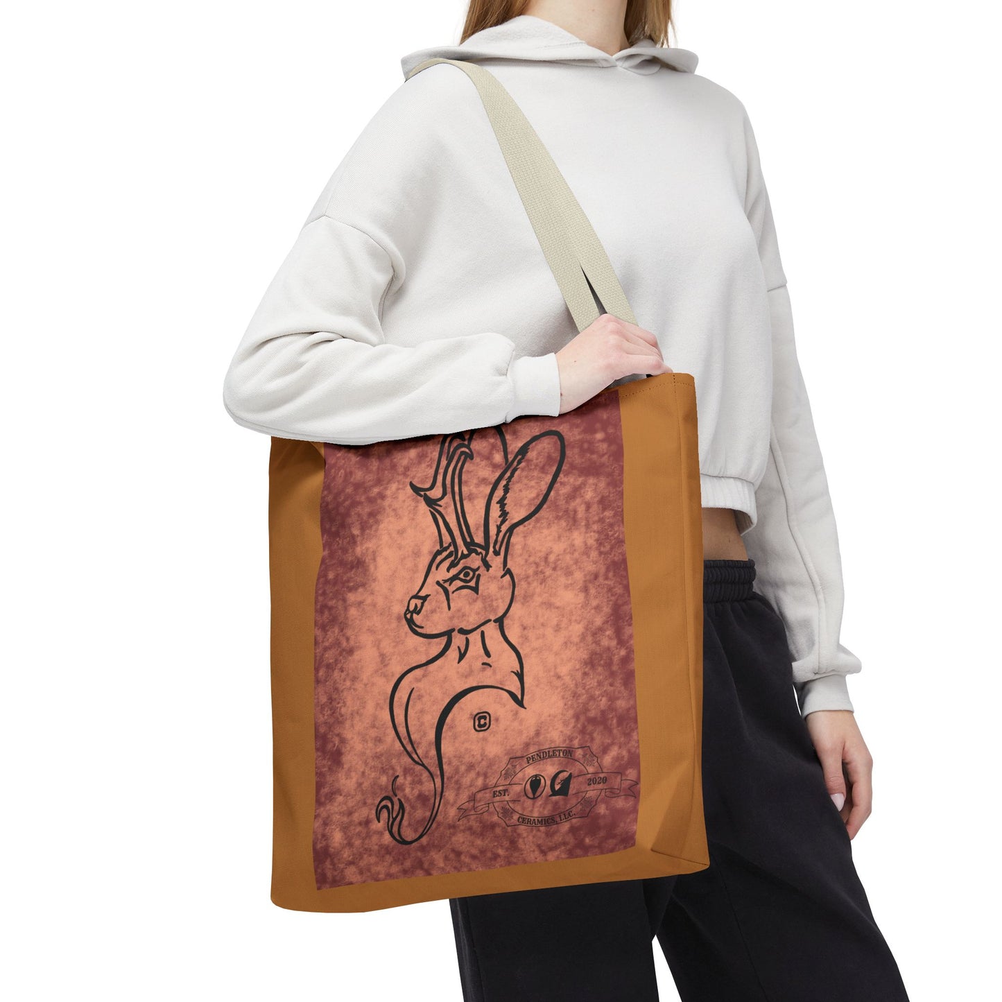 Dust Storm Jackalope Bust Drawing Tote Brown Bag