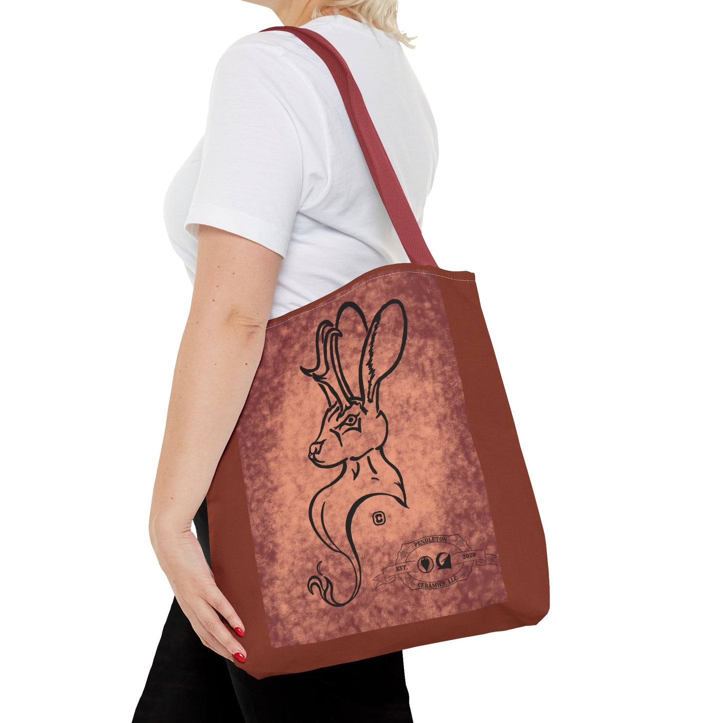 Dust Storm Jackalope Bust Drawing Tote Brown Bag