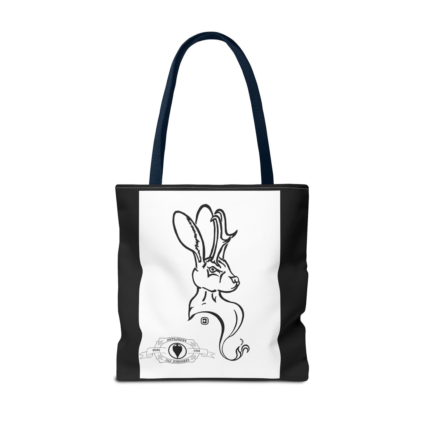 Jackalope Bust Drawing Tote Bag with Black Stripe