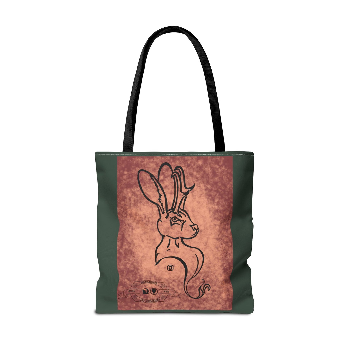 Dust Storm Jackalope Bust Drawing Tote Green Bag