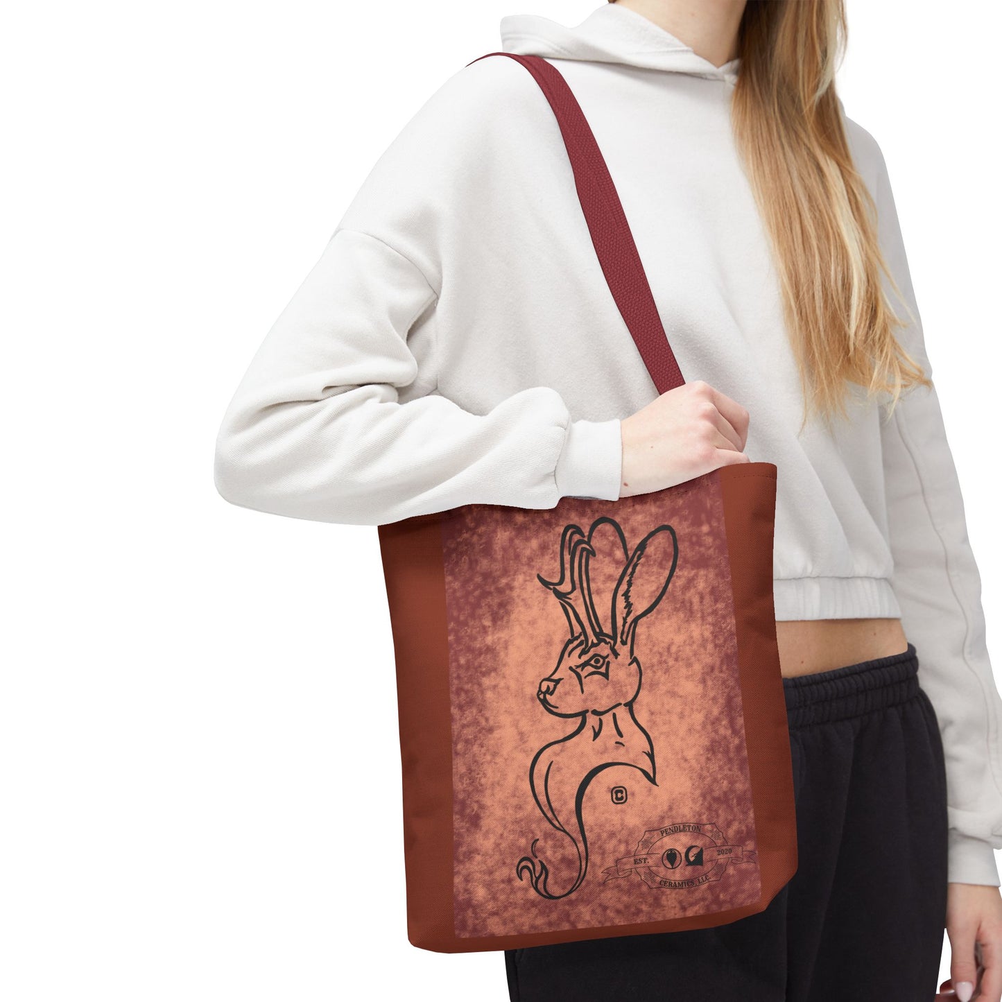 Dust Storm Jackalope Bust Drawing Tote Brown Bag