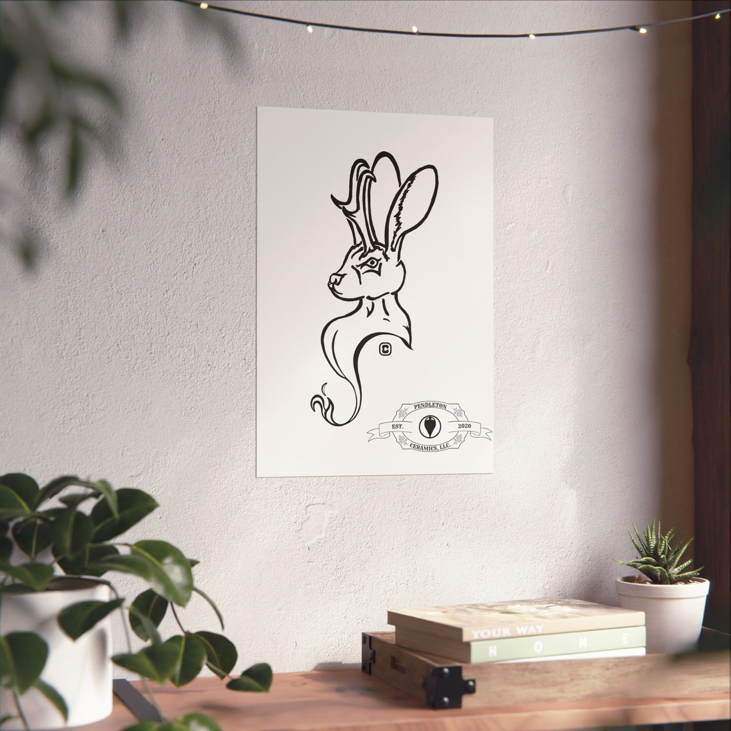 Jackalope Bust Drawing Matte Vertical Posters