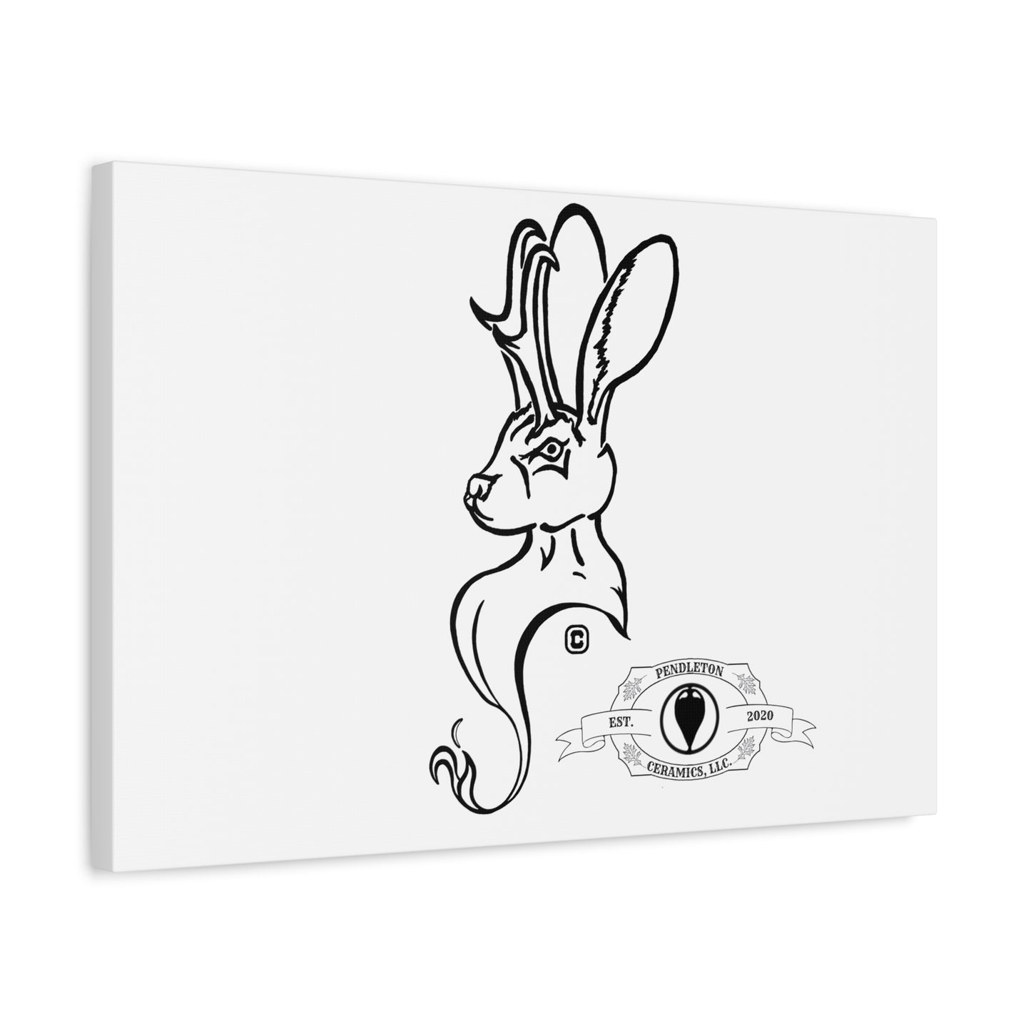 Jackalope Bust Drawing Art Stretched Canvas Wall Decor