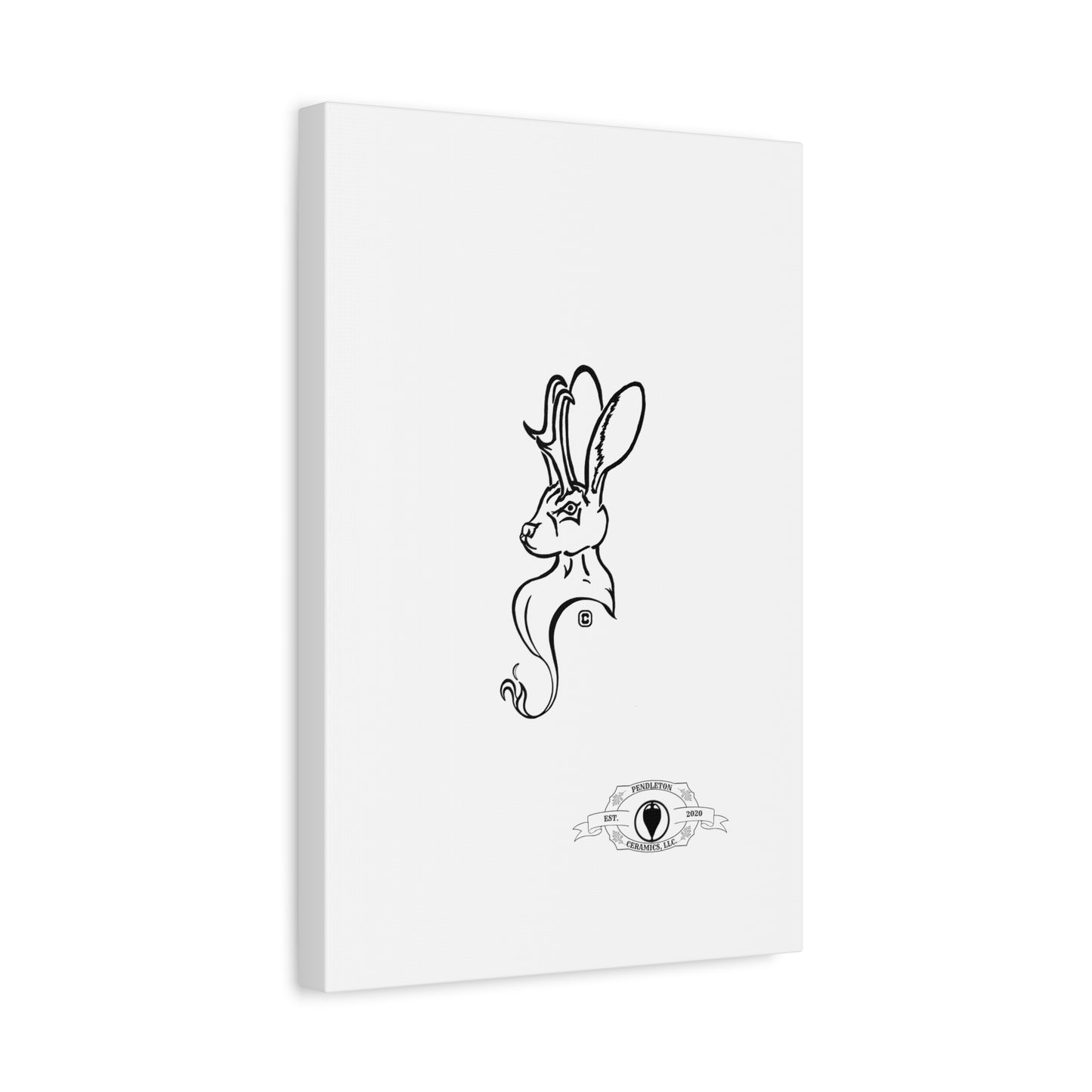 Jackalope Bust Drawing Art Stretched Canvas Wall Decor