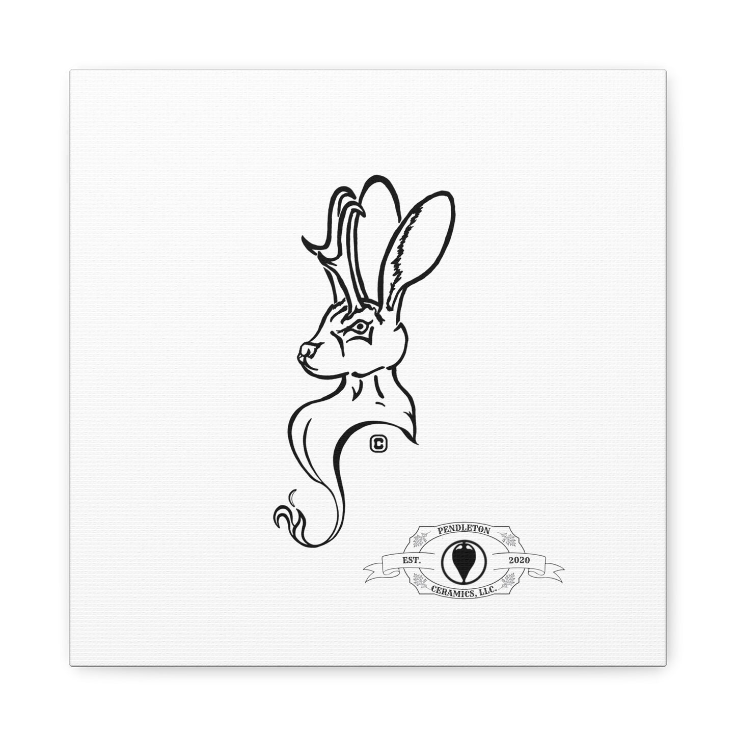 Jackalope Bust Drawing Art Stretched Canvas Wall Decor