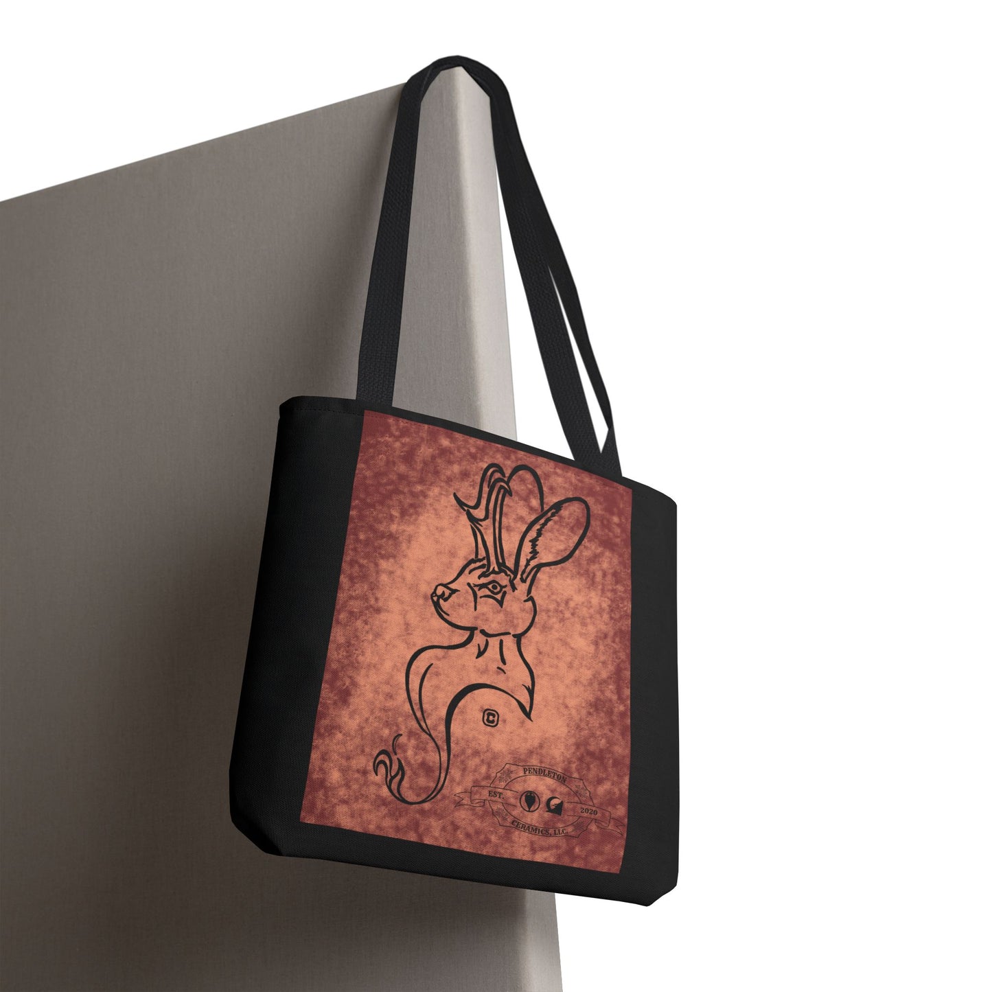 Dust Storm Jackalope Bust Drawing Tote Black Bag