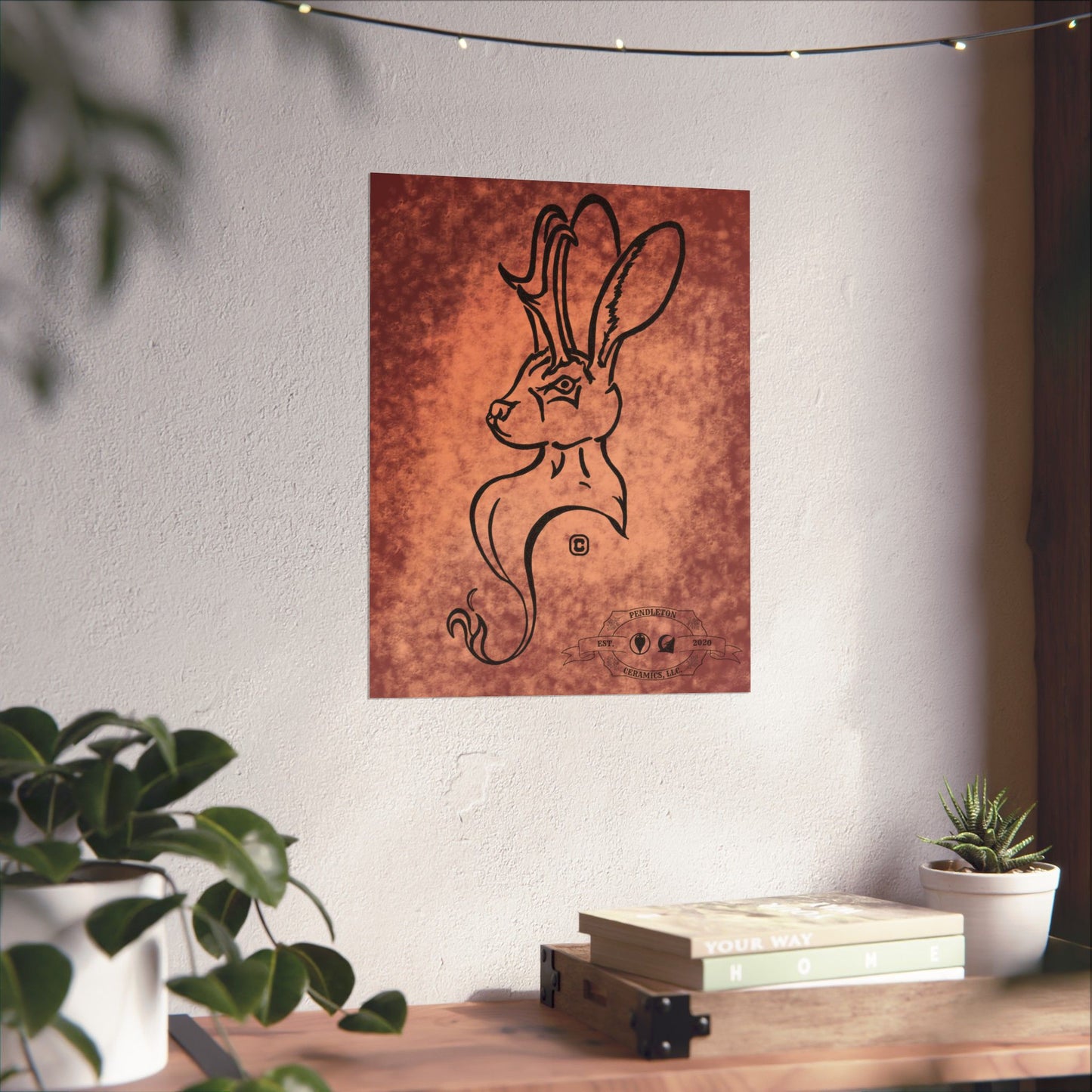 Dust Storm Jackalope Bust Drawing Wall Art
