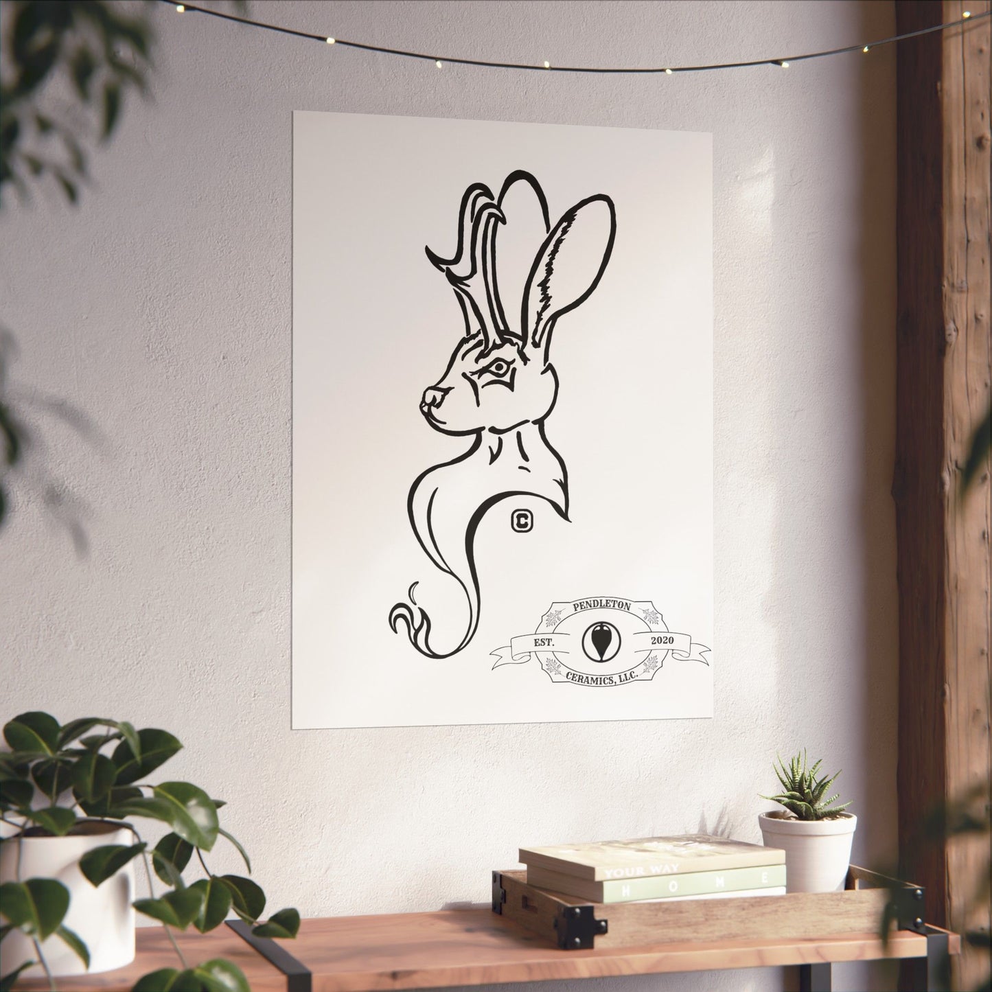 Jackalope Bust Drawing Matte Vertical Posters