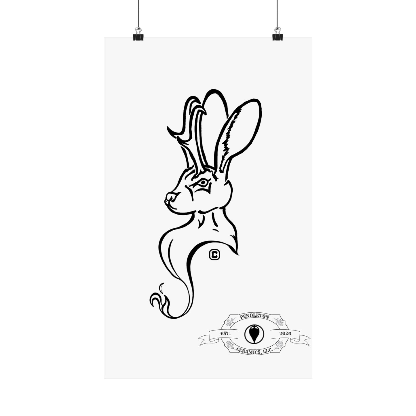 Jackalope Bust Drawing Matte Vertical Posters