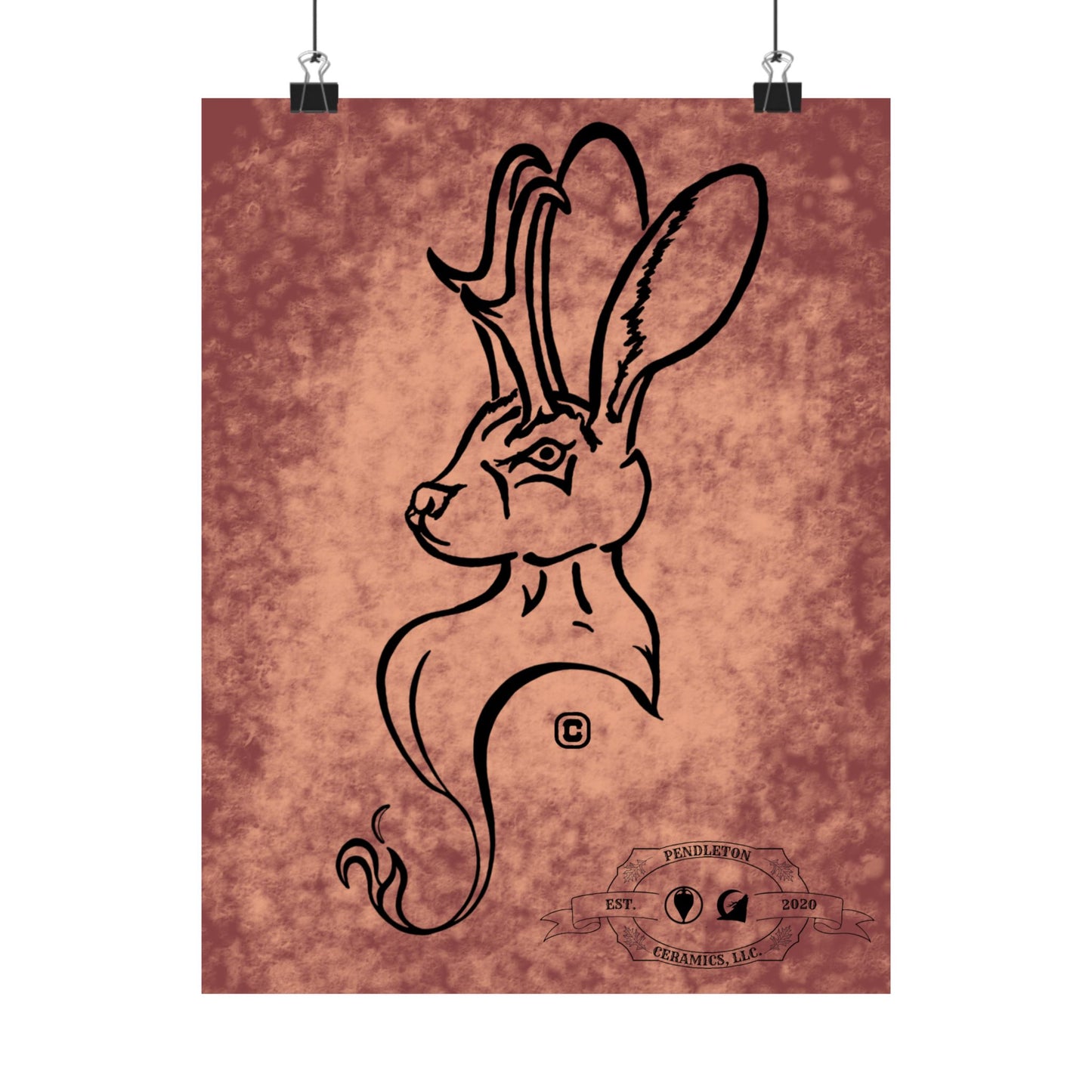 Dust Storm Jackalope Bust Drawing Wall Art