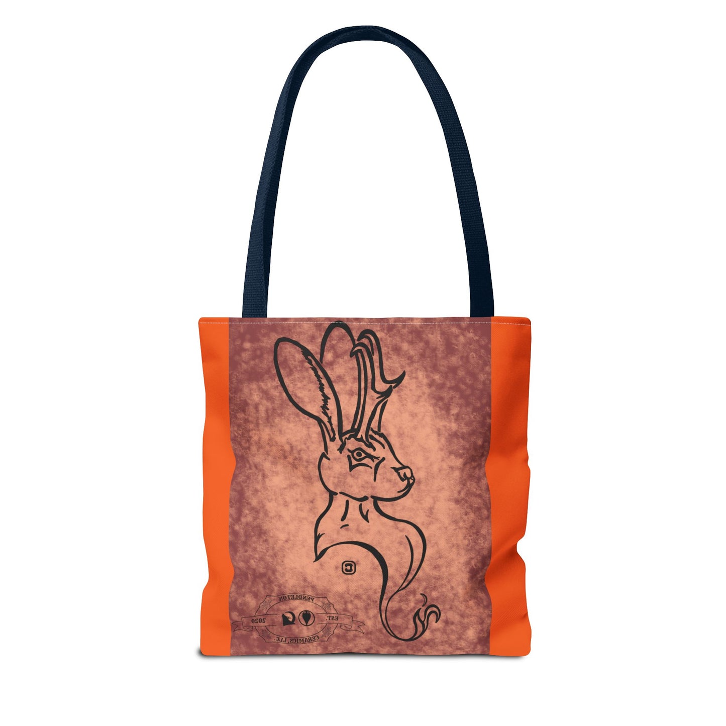 Dust Storm Jackalope Bust Drawing Tote Orange Bag