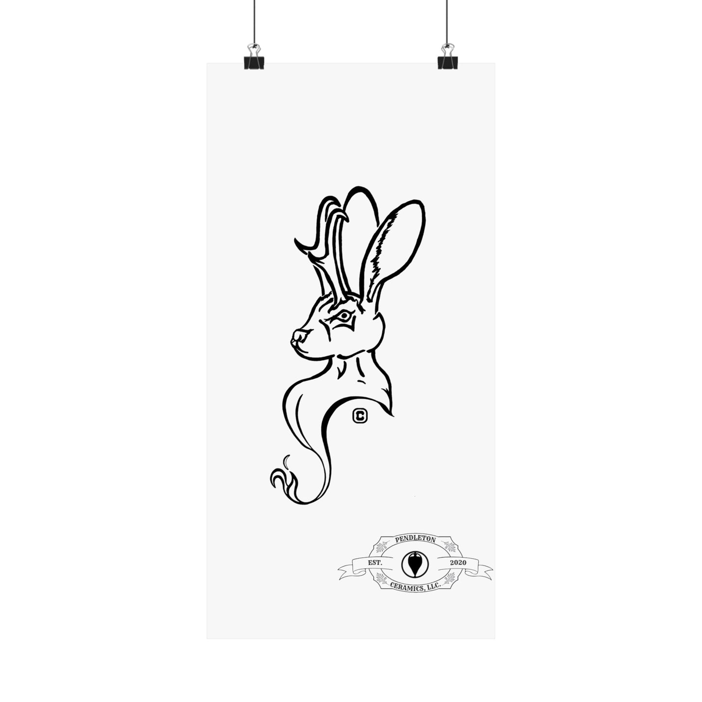Jackalope Bust Drawing Matte Vertical Posters