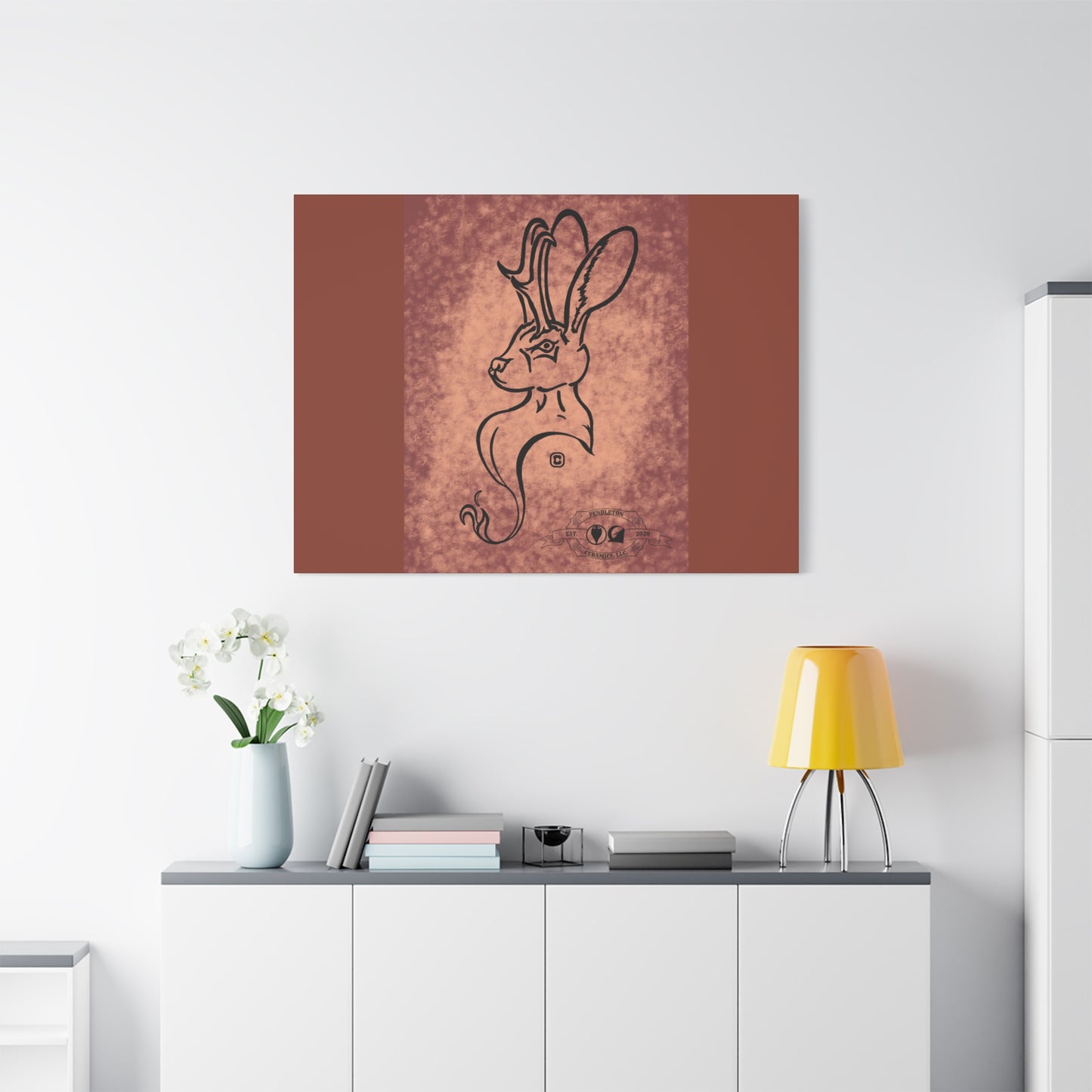 Dust Storm Jackalope Bust Drawing Canvas Wall Decor