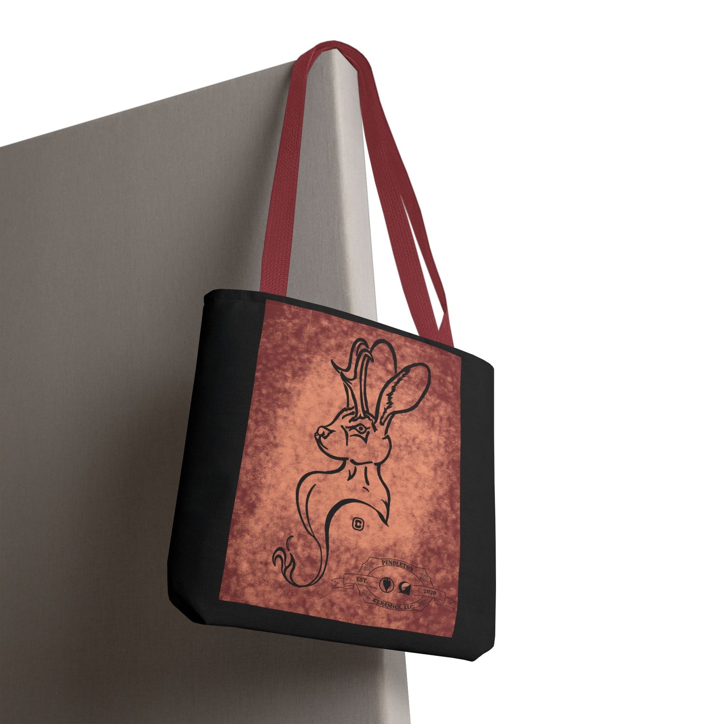 Dust Storm Jackalope Bust Drawing Tote Black Bag